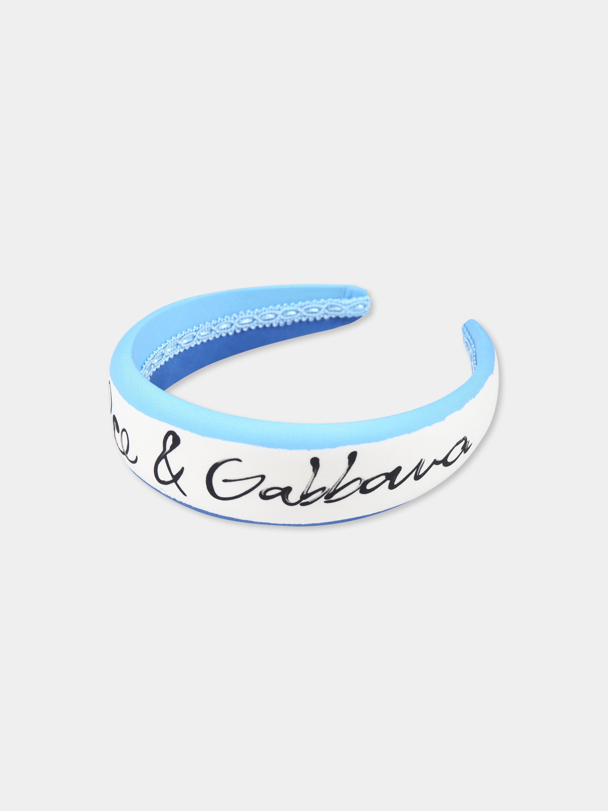 Cerchietto bianco per bambina con logo,Dolce & Gabbana Kids,LB3L54 FI5KS HB5KB
