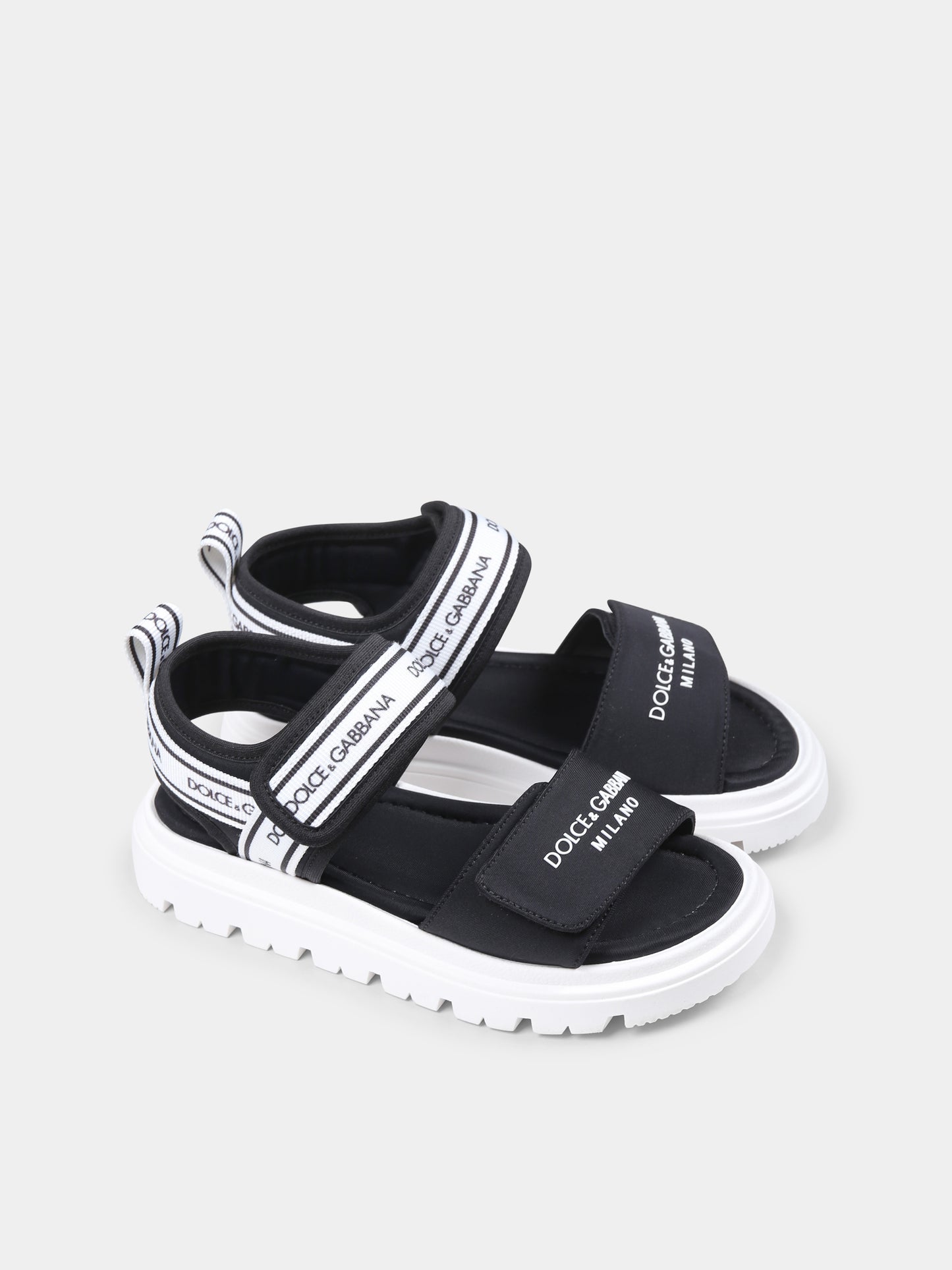 Sandali neri per bambini con logo,Dolce & Gabbana Kids,DA5249 AE928 89690