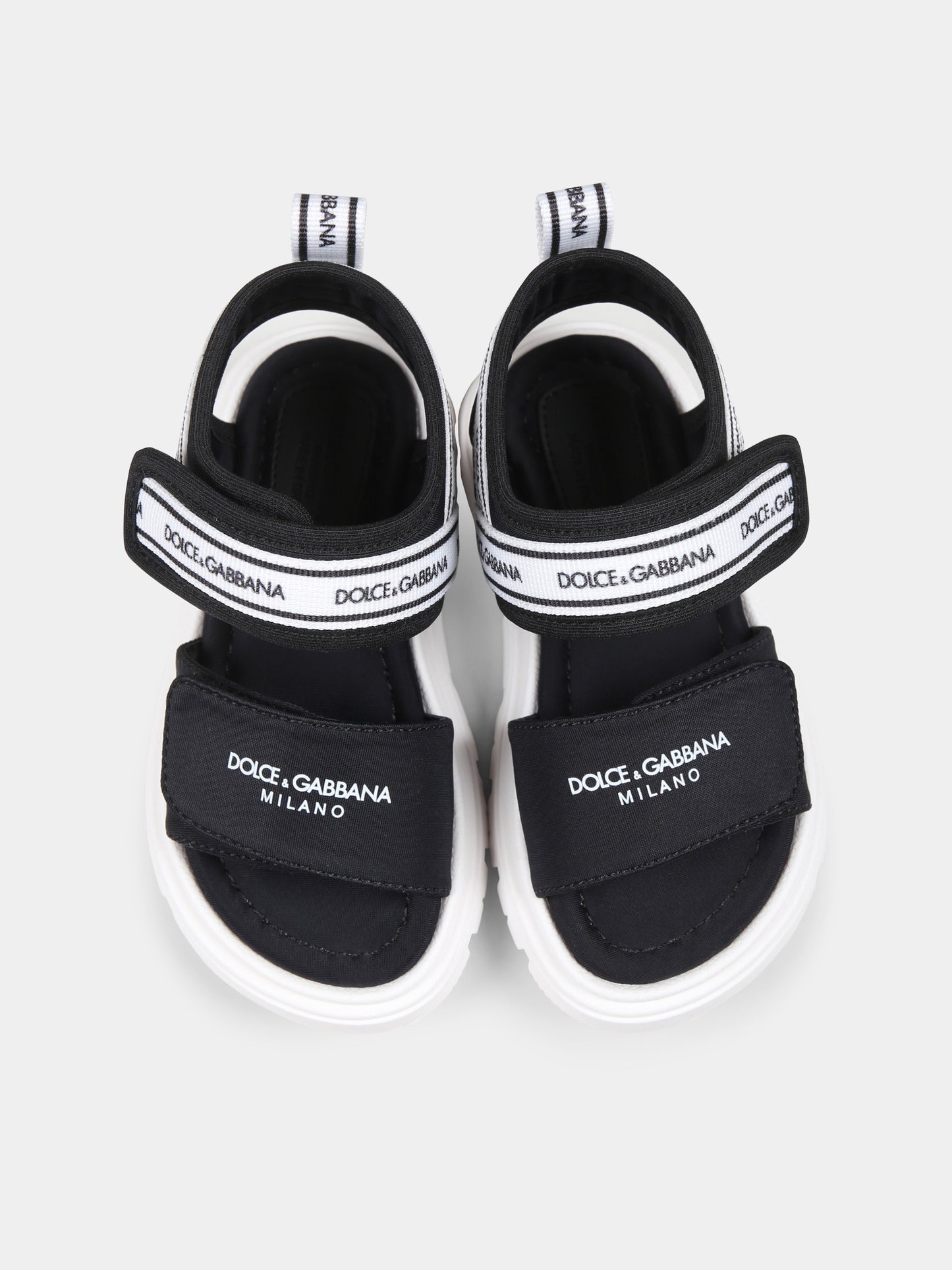 Sandali neri per bambini con logo,Dolce & Gabbana Kids,DL0082 AE928 89690