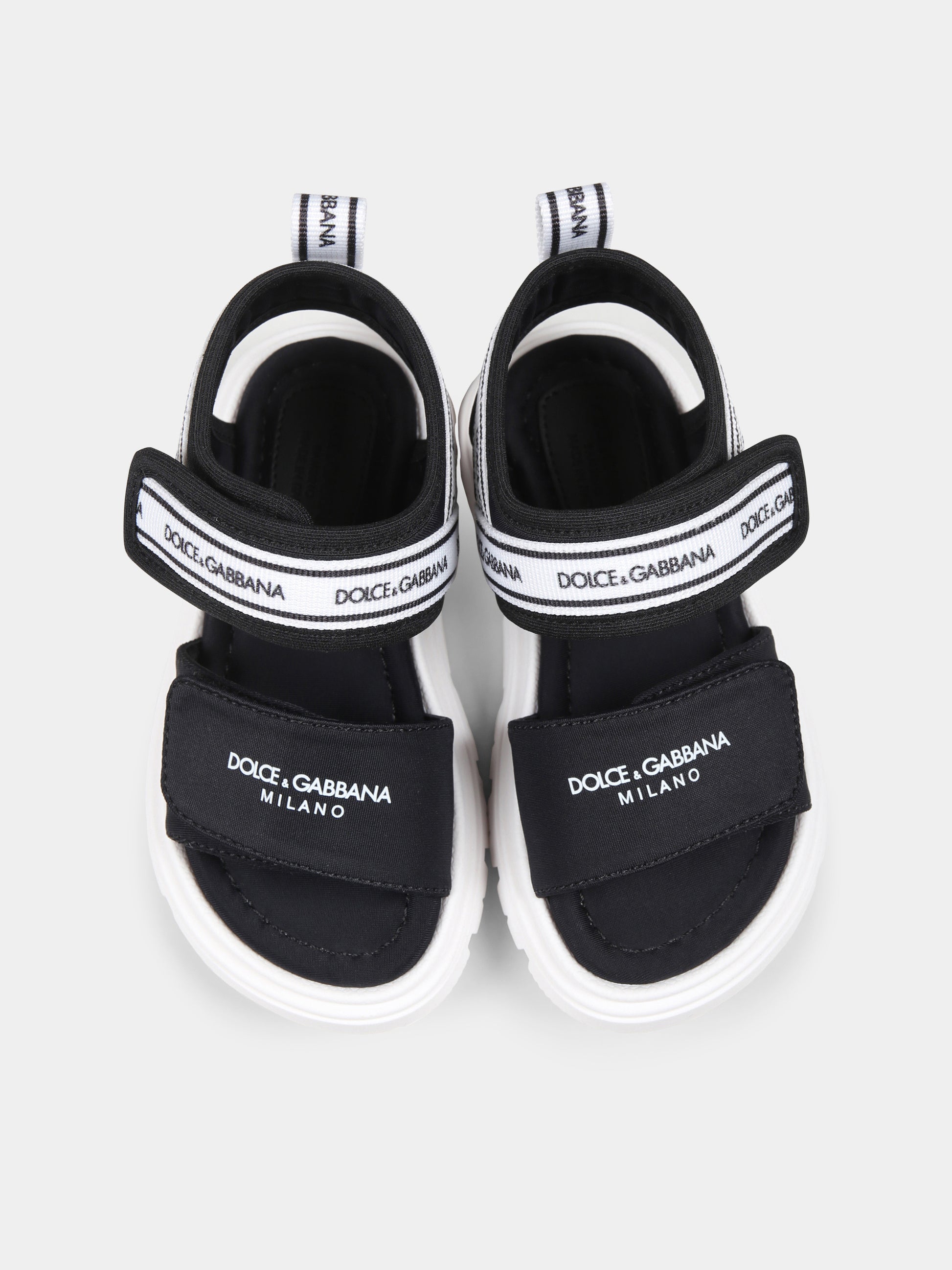 Sandali neri per bambini con logo,Dolce & Gabbana Kids,DL0082 AE928 89690