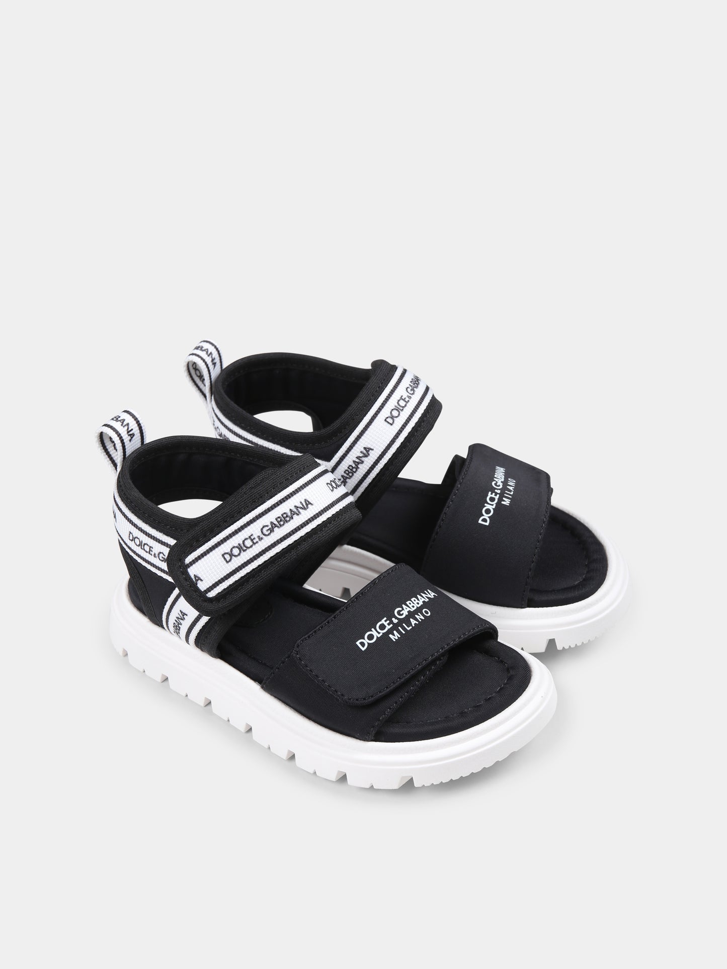 Sandali neri per bambini con logo,Dolce & Gabbana Kids,DL0082 AE928 89690