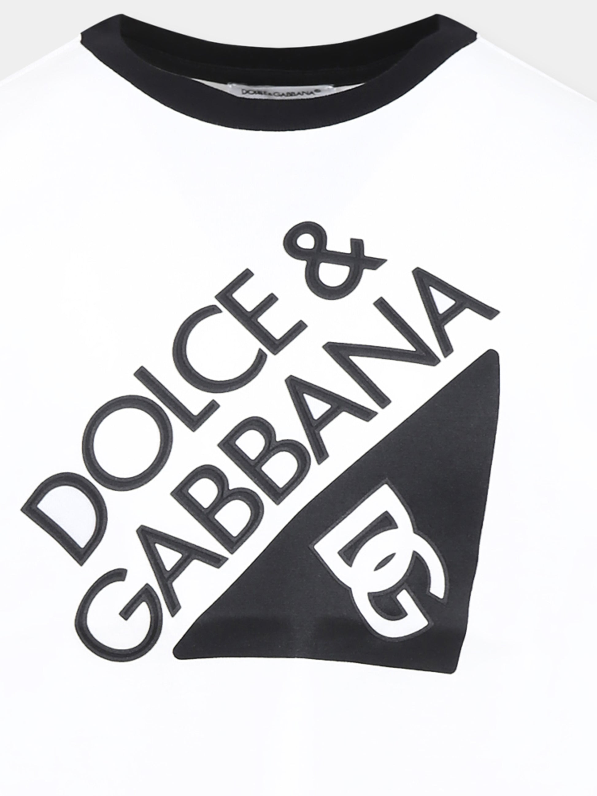 T-shirt bianca per bambini con logo,Dolce & Gabbana Kids,L4JTHV G7O6J W0800