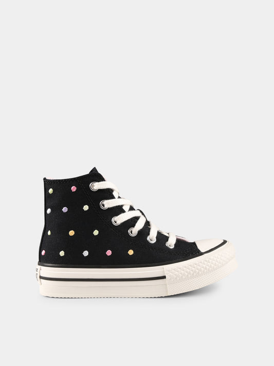 Sneakers Chuck Taylor All Star Eva Lift nere per bambina con pois,Converse,A12609C BLACK