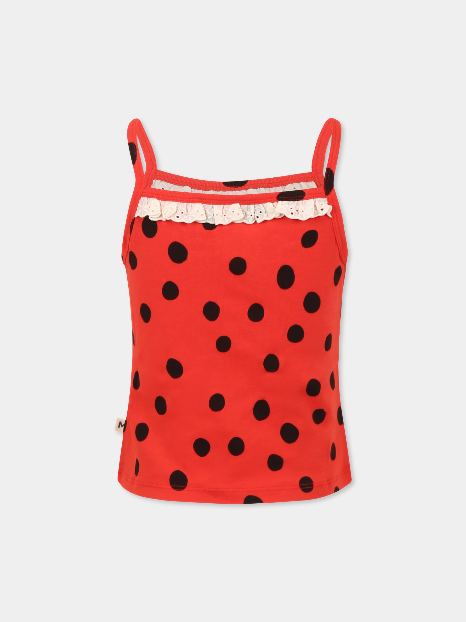 Canotta rossa per bambina con pois,Mini Rodini,2522010342