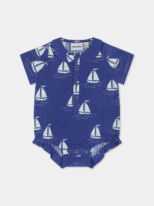 Pagliaccetto blu per neonati con barche a vele all over,Mini Rodini,2524011160