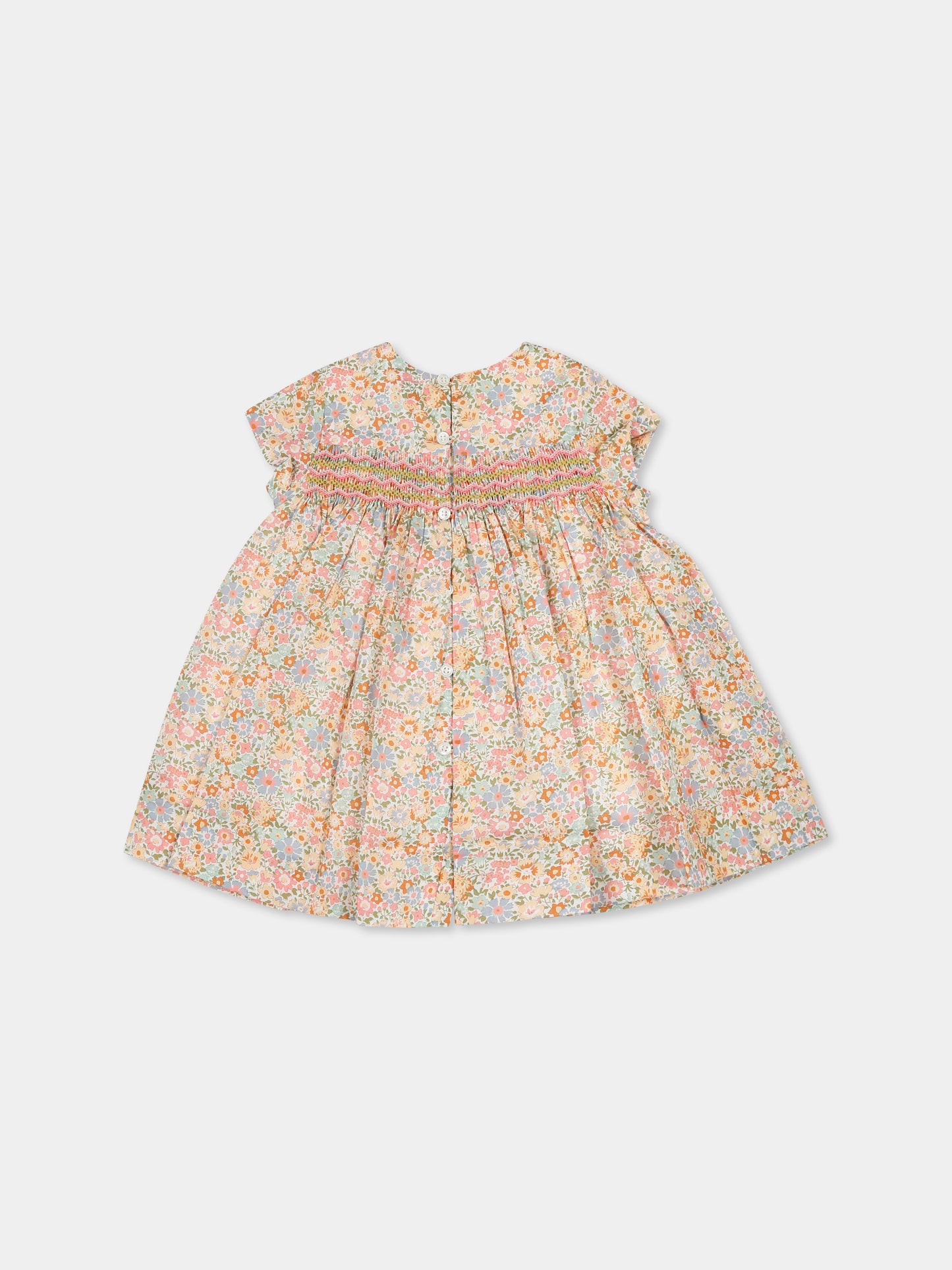 Vestito multicolor per neonata con stampa floreale,Bonpoint,S05XDRW00031 525C