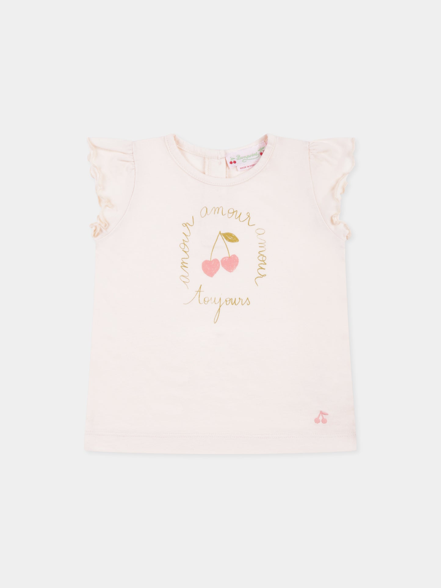 Pink t-shirt for baby girl with cherries