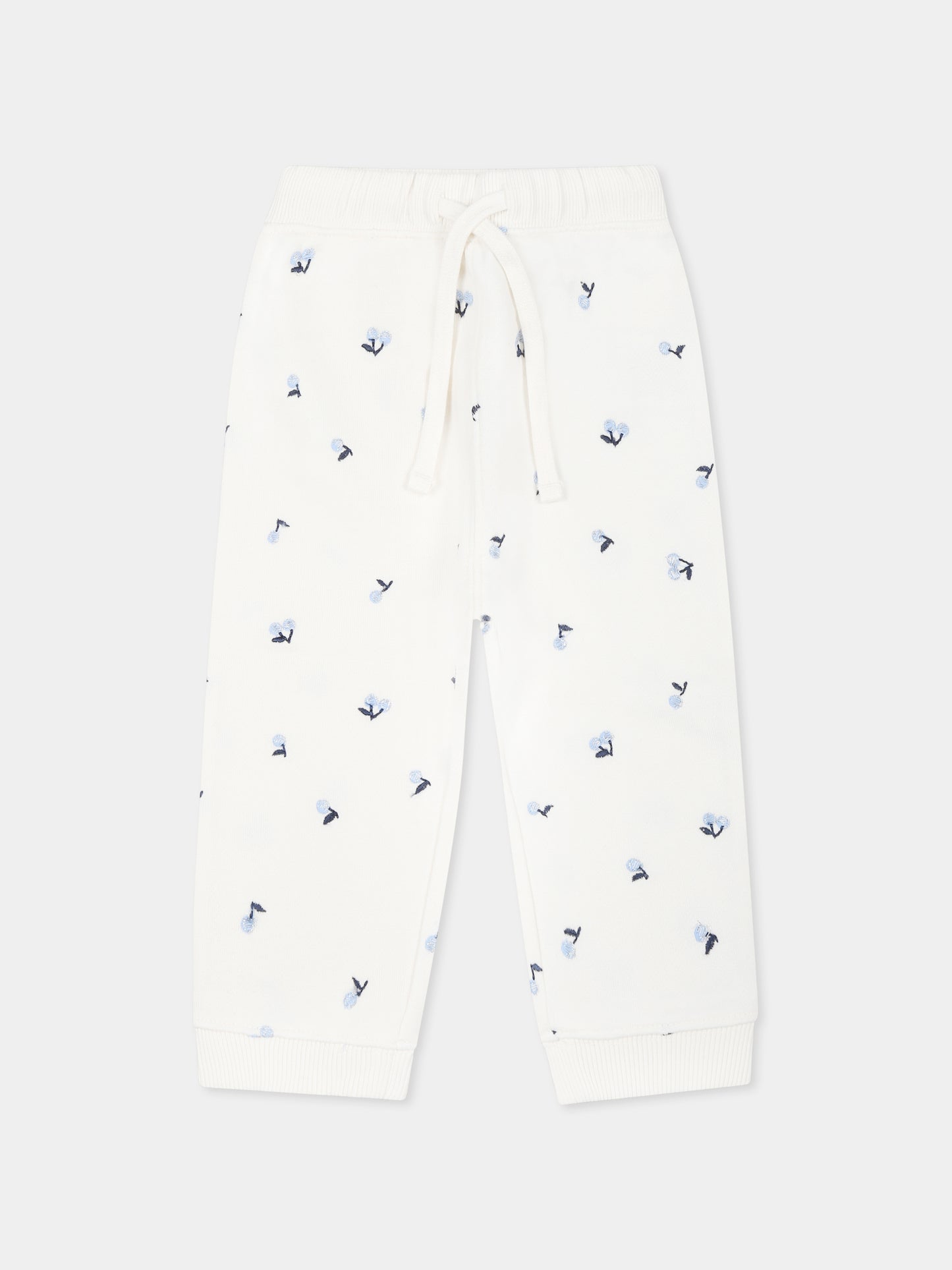 Ivory trousers for baby girl with cherries