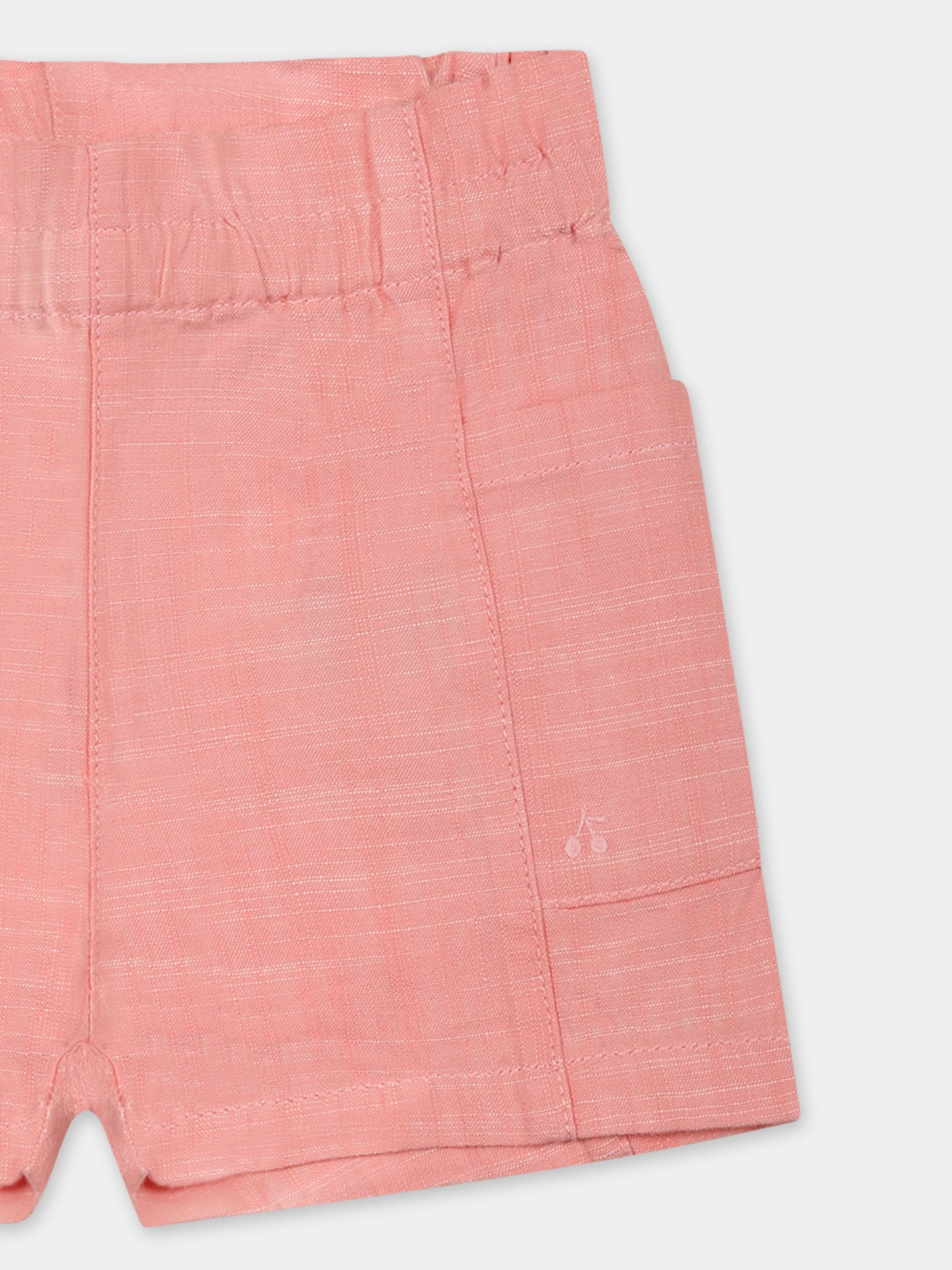 Shorts rosa per neonata con ciliegie,Bonpoint,S05XBEW00003 023C