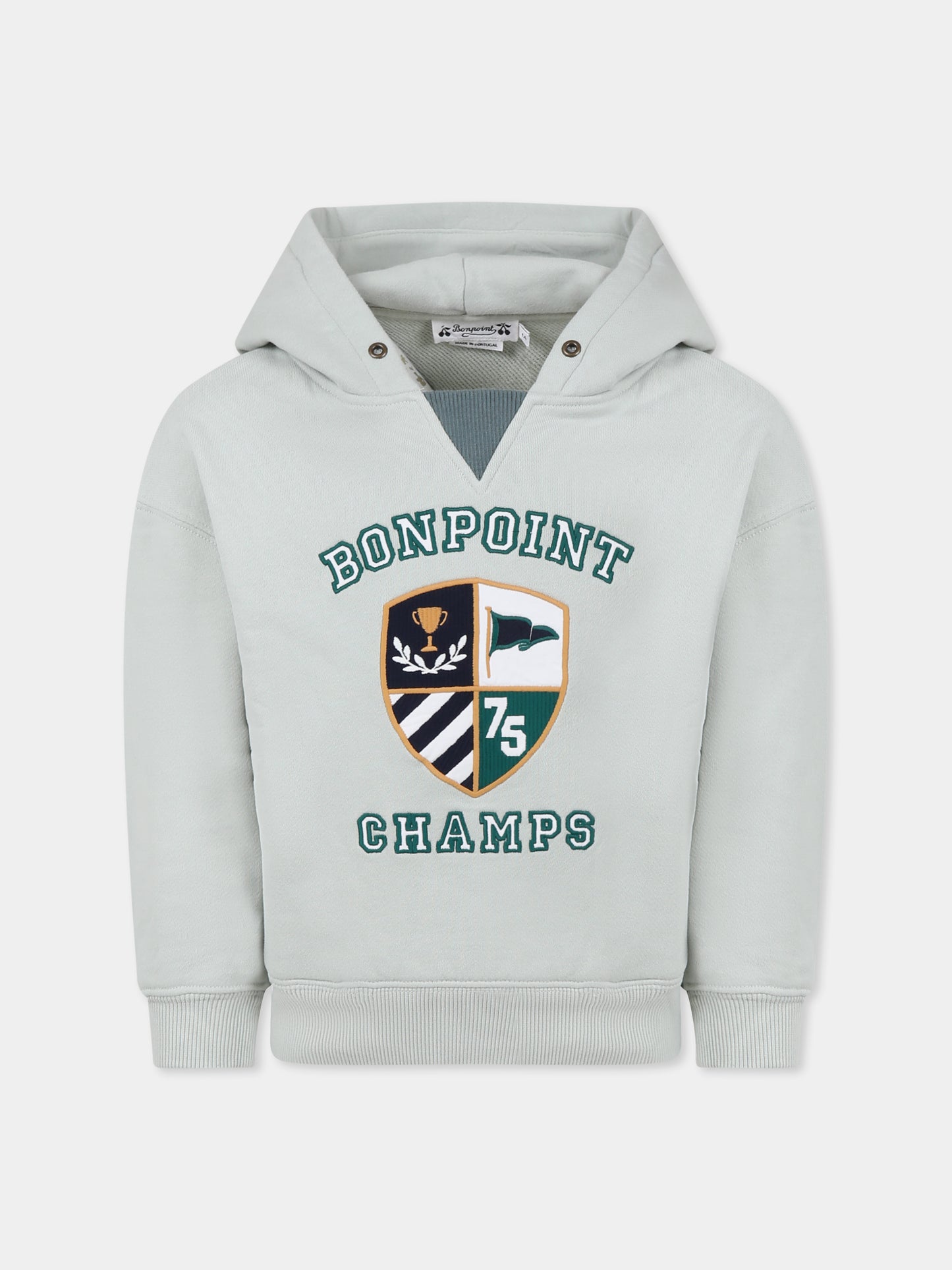 Felpa verde per bambino con logo e stemma,Bonpoint,S05BSWK00004 141C