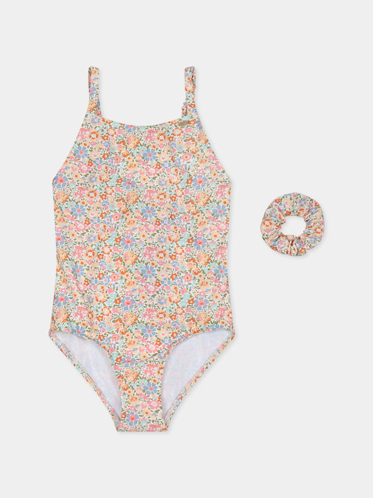 Costume intero multicolor per bambina con stampa floreale,Bonpoint,S05GSSK00006 525B