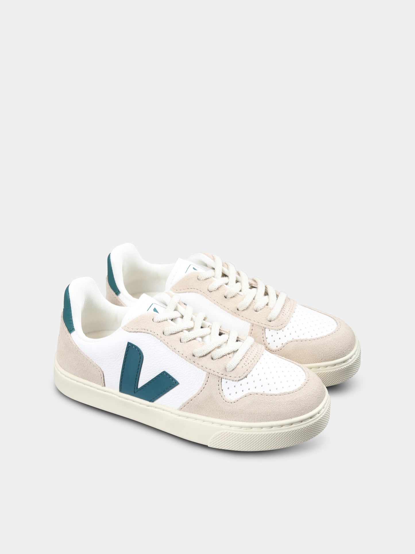 White sneakers for kids with logo