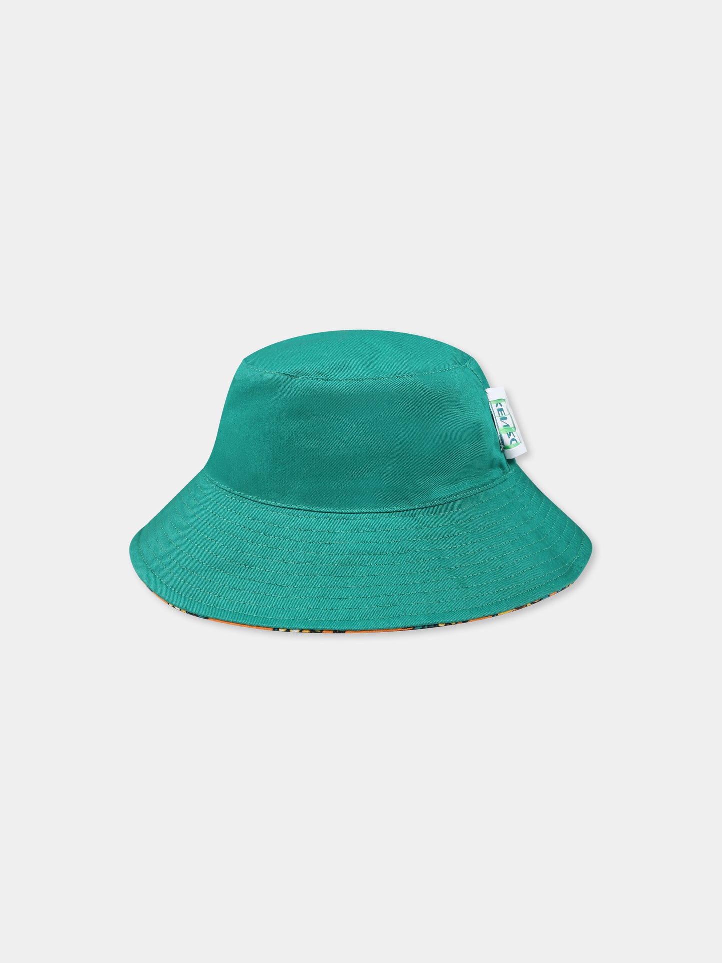 Orange reversible cloche for kids with sunflowers