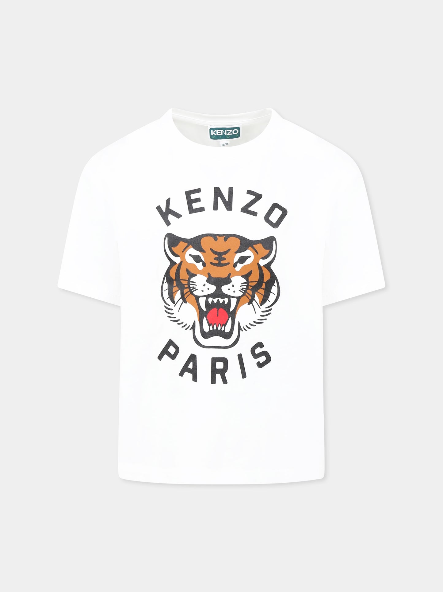 White T-shirt for girl with Lucky Tiger and black logo