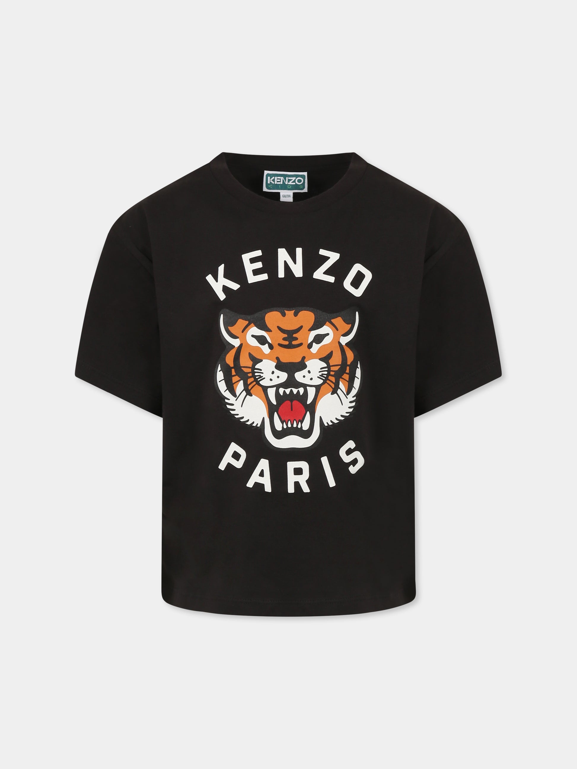 T-shirt grigia per bambini con Lucky Tiger,Kenzo Kids,K61137 095