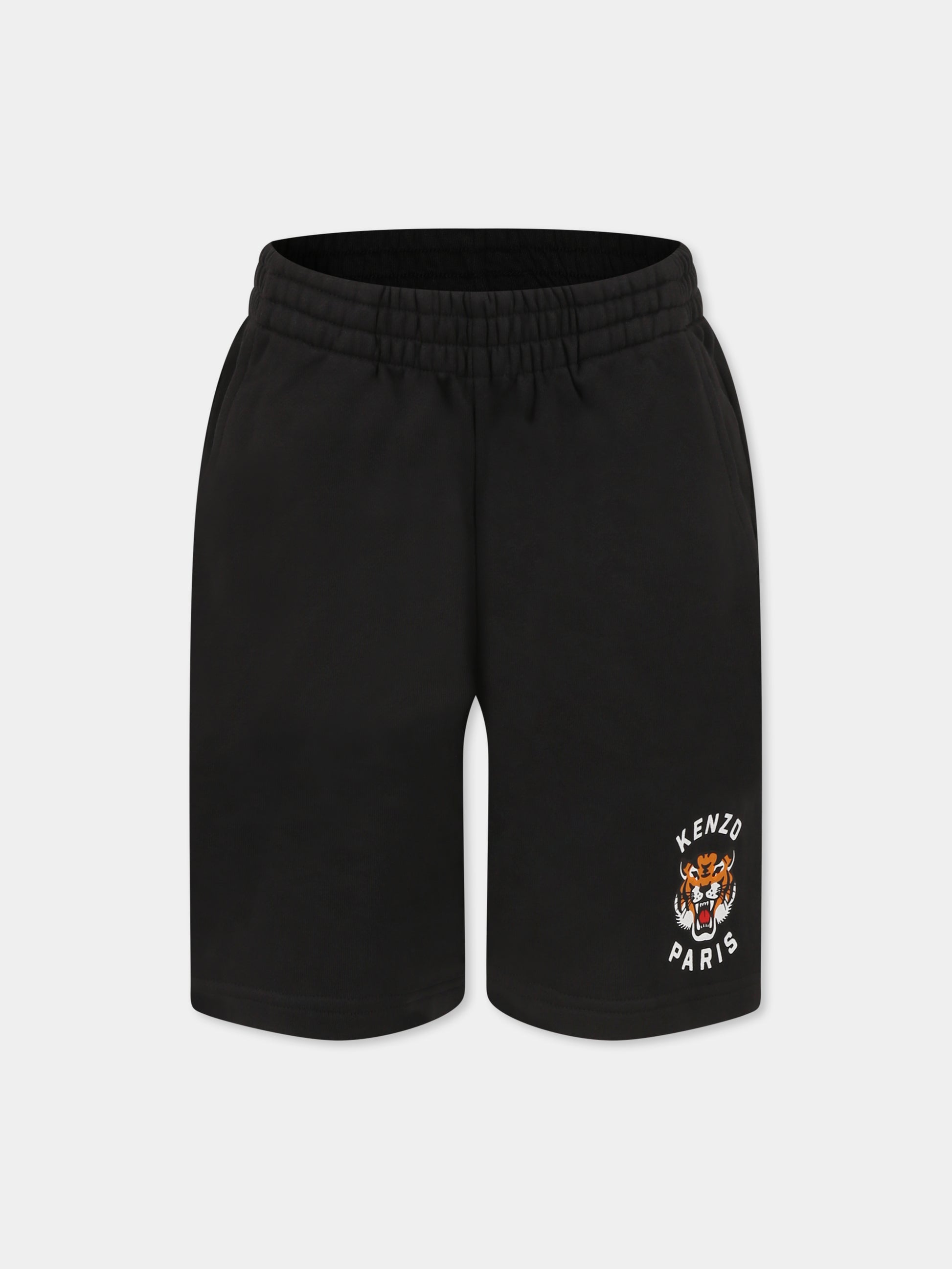 Shorts grigi per bambino con Lucky Tiger,Kenzo Kids,K61122 095