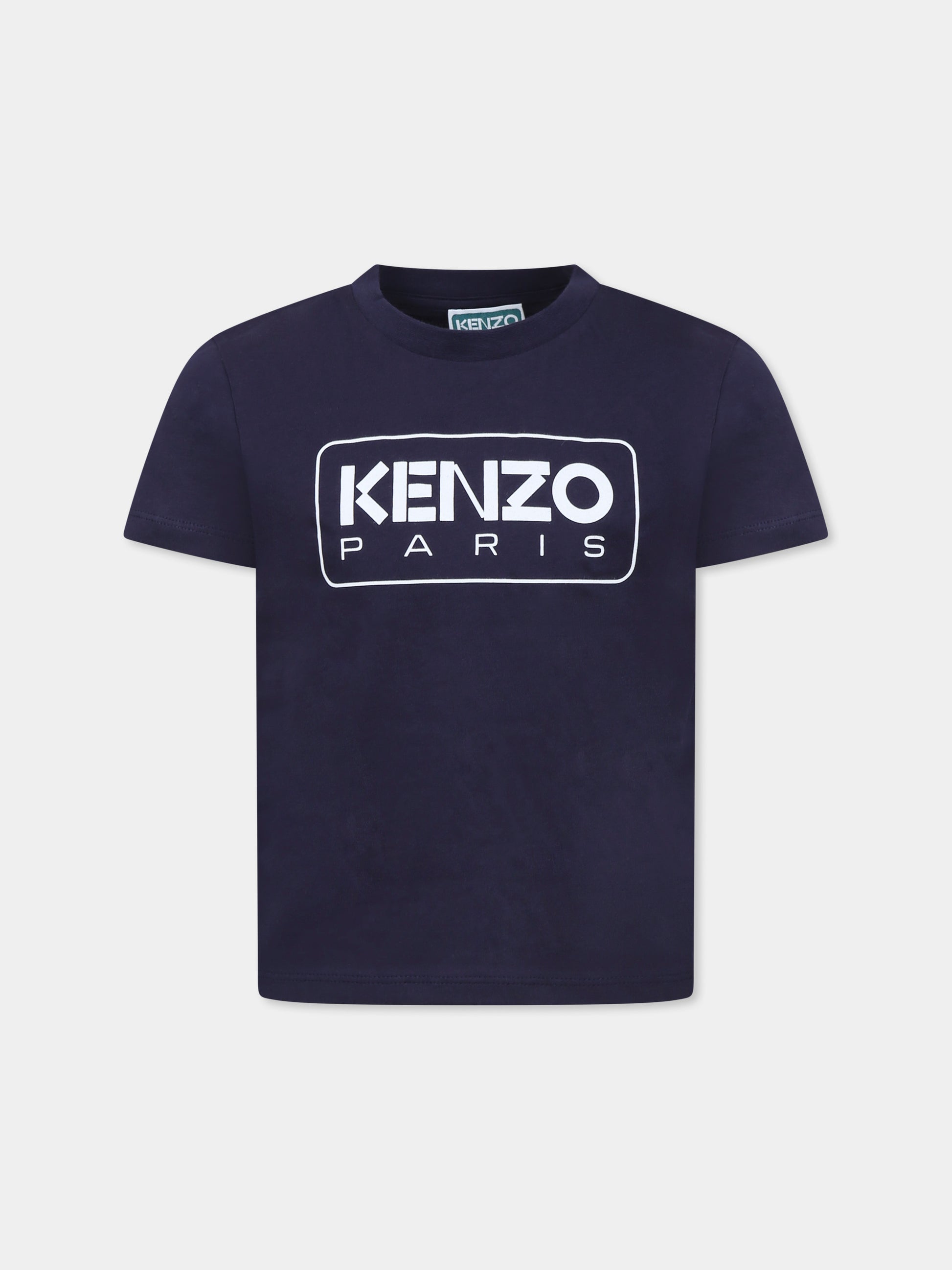 T-shirt blu per bambini con logo,Kenzo Kids,K61142 848