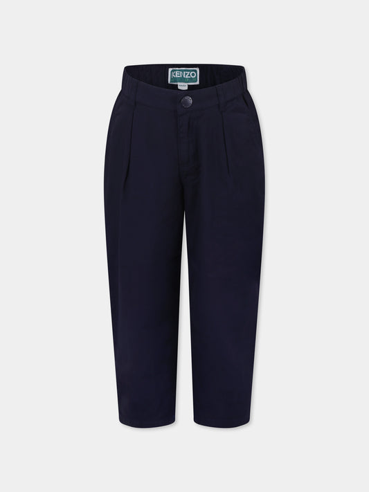 Pantaloni blu per bambino con logo,Kenzo Kids,K61197 848