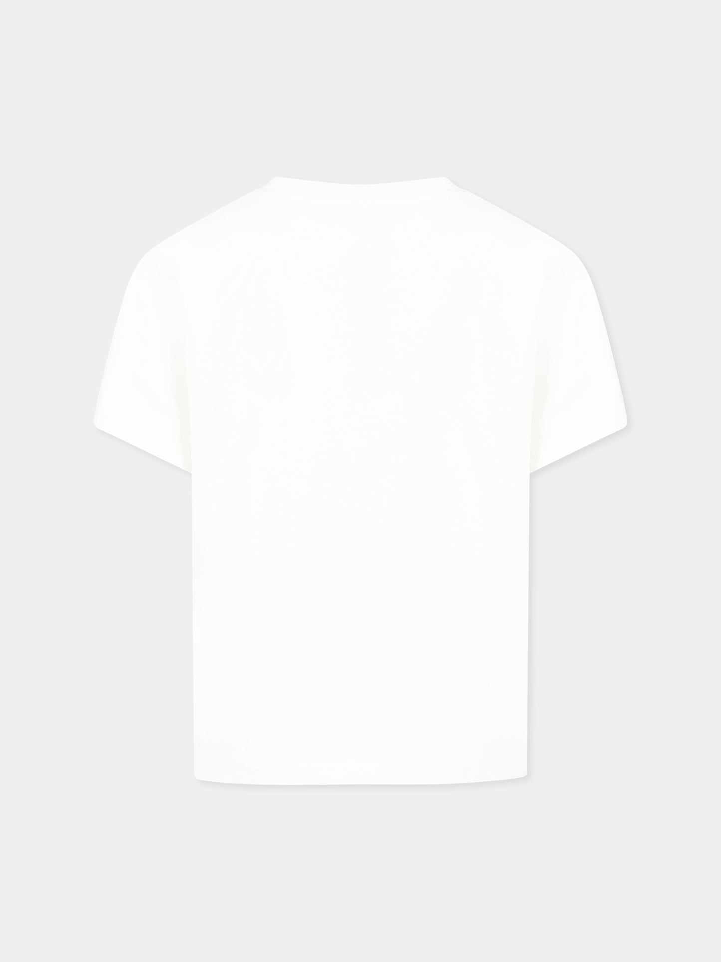 White t-shirt for boy with Kenzo Seigaiha print