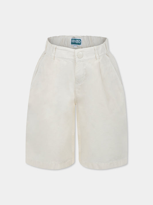 Shorts beige per bambino con logo,Kenzo Kids,K61113 21G