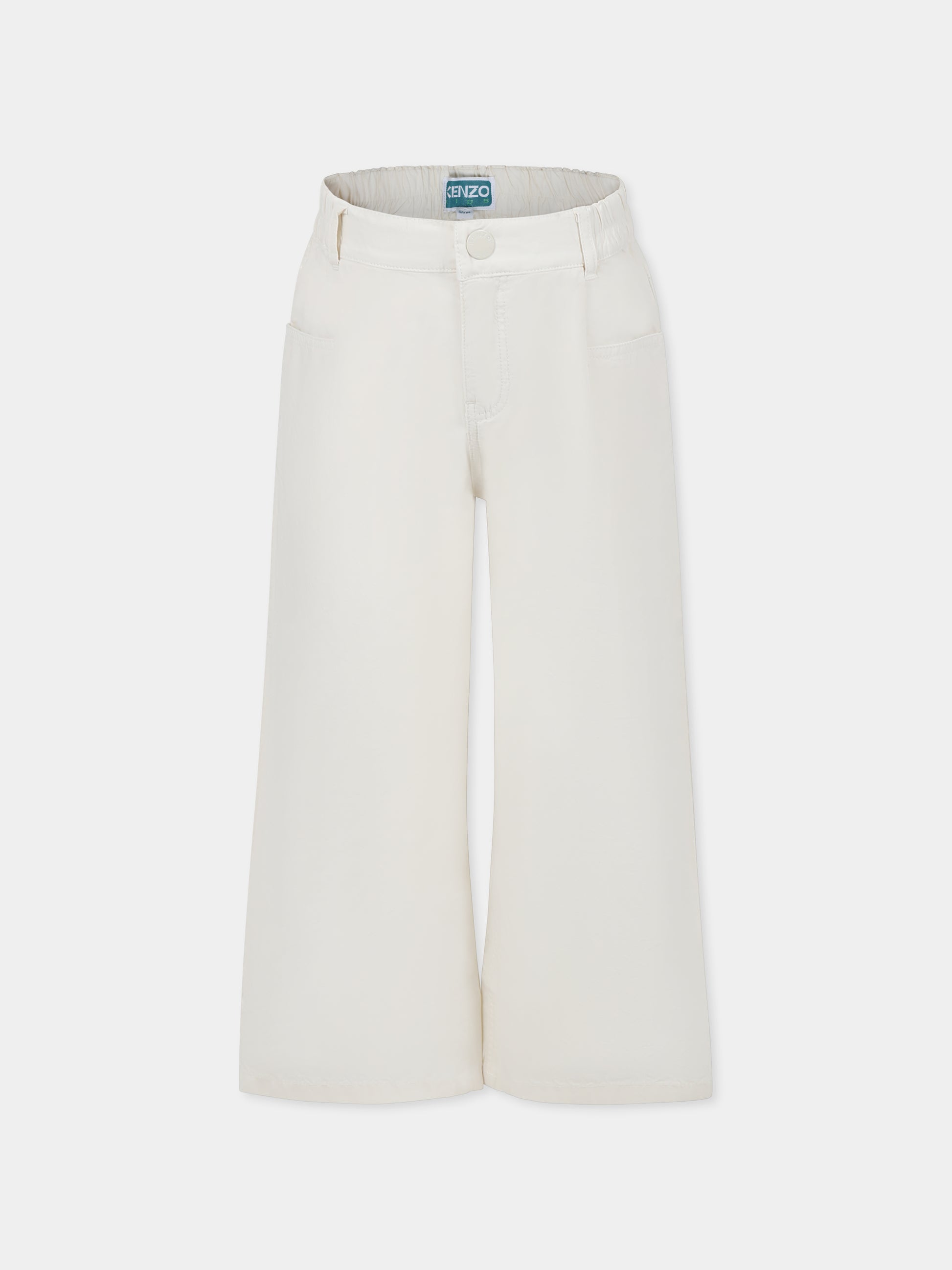 Pantaloni beige per bambina con logo,Kenzo Kids,K61002 21G