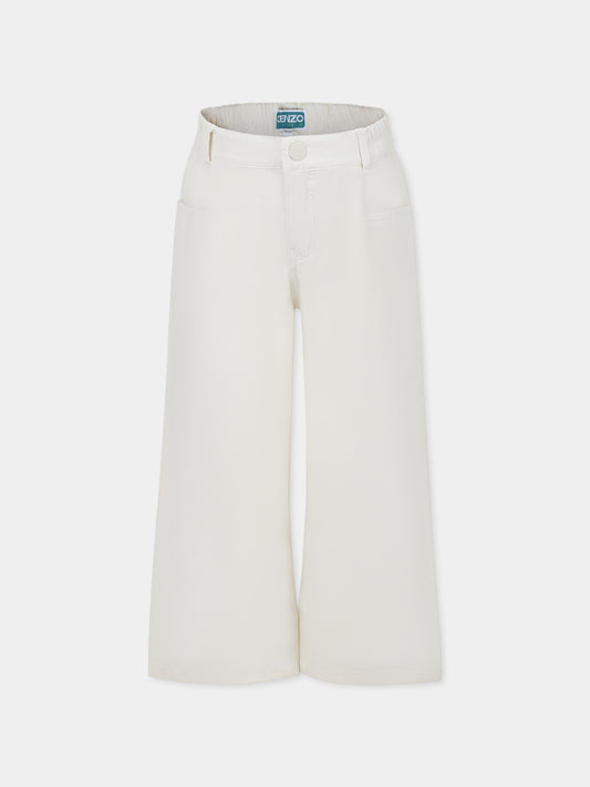Pantaloni beige per bambina con logo,Kenzo Kids,K61002 21G