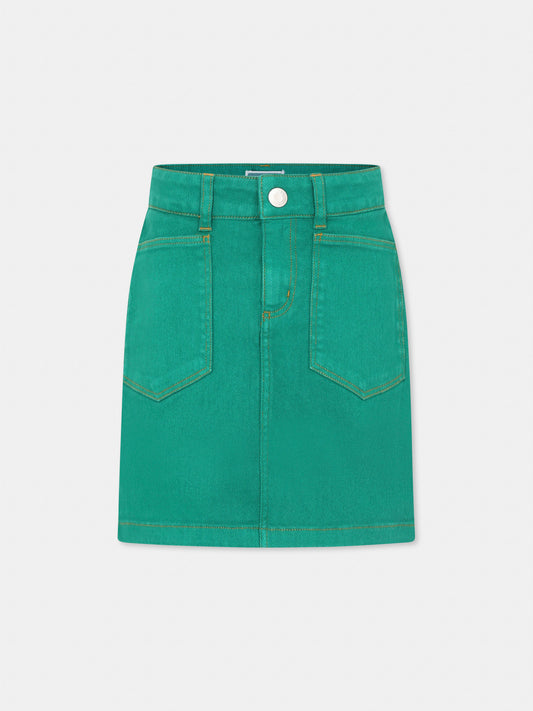 Green skirt for girl with logo