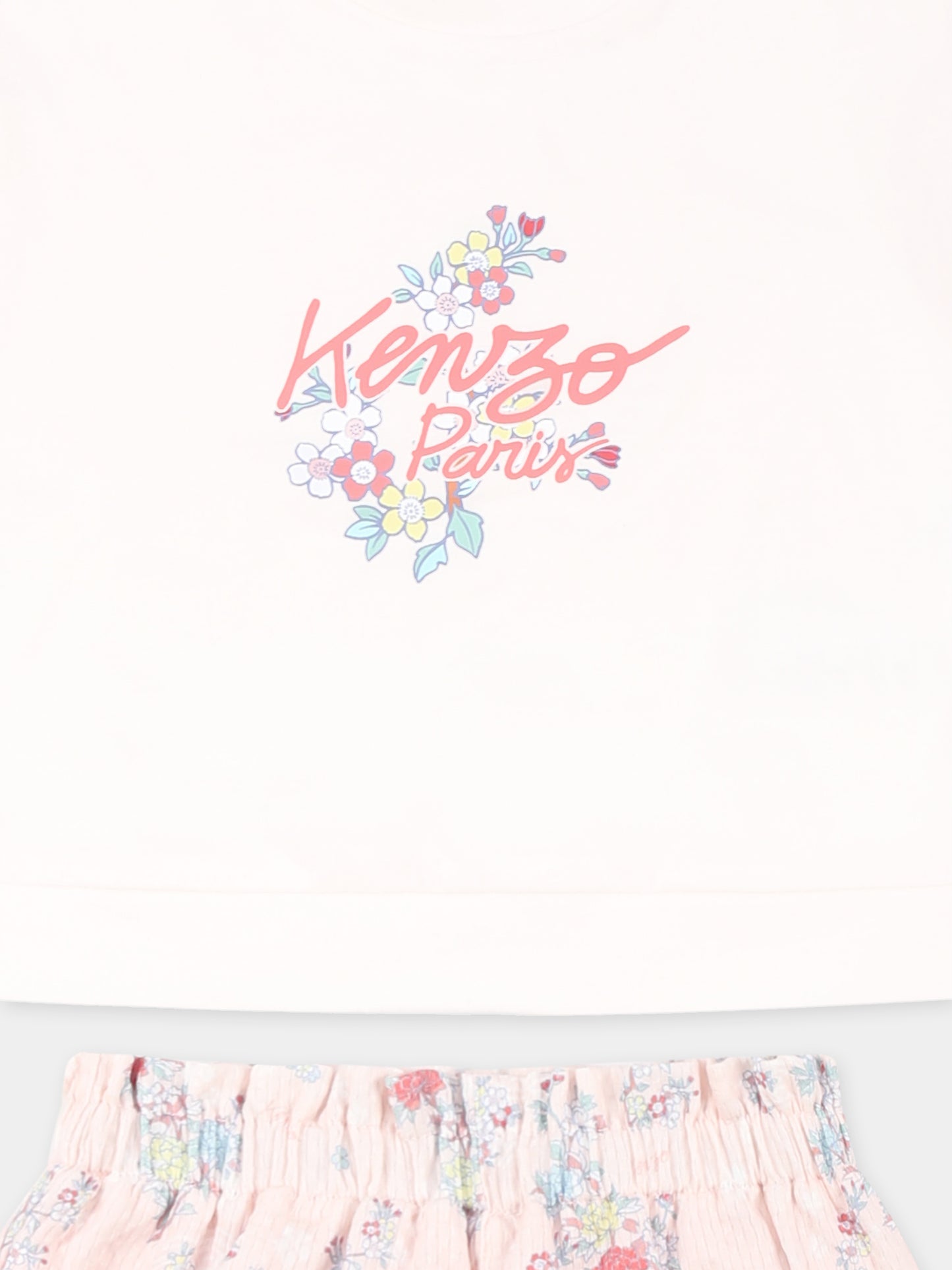 Completo rosa per neonata con stampa floreale e logo,Kenzo Kids,K60847 47R