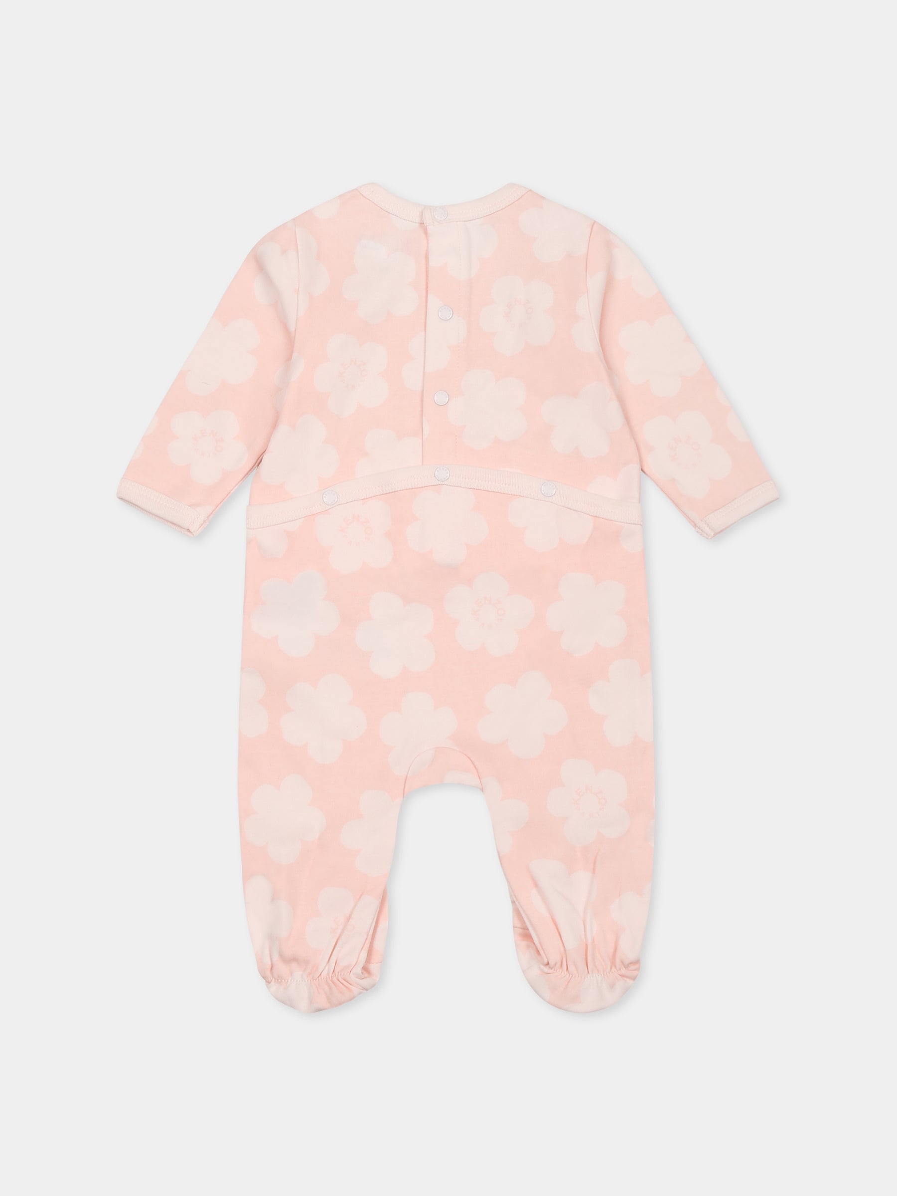 Set tutine rosa per neonata con Boke Flower e logo,Kenzo Kids,K60867 47R