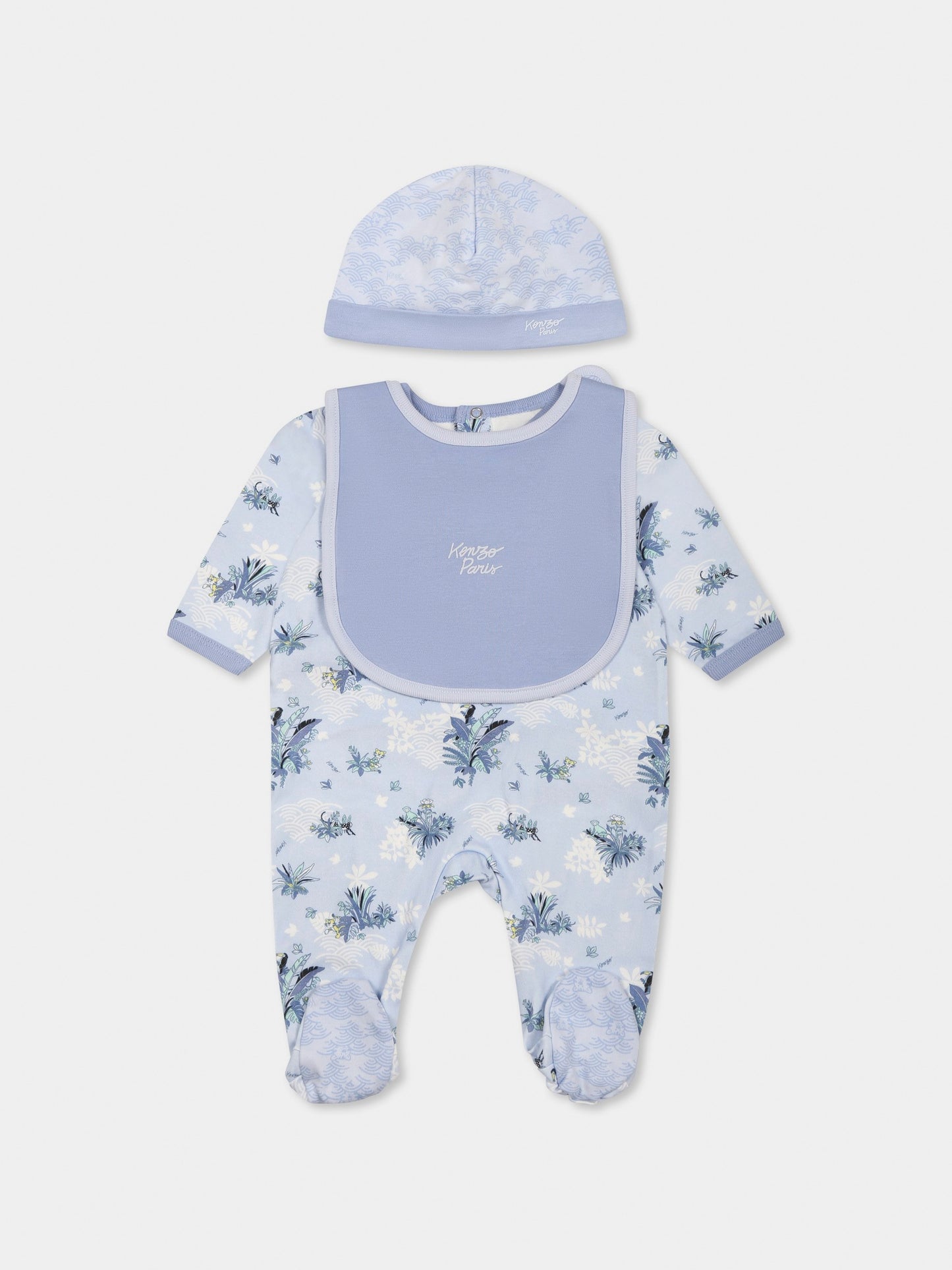 Set tutina celeste per neonato con stampa giungla,Kenzo Kids,K60863 771