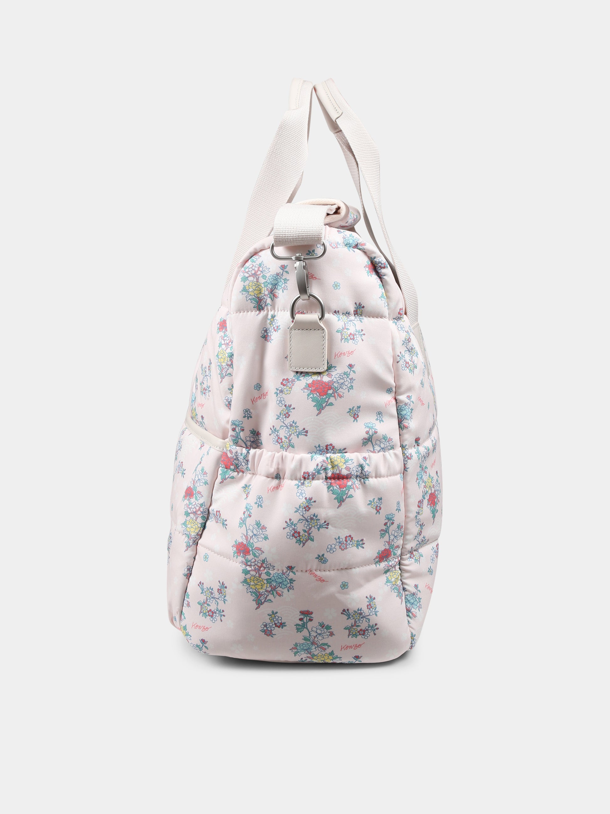 Borsa mamma rosa per neonata con logo e motivo floreale,Kenzo Kids,K60876 47R