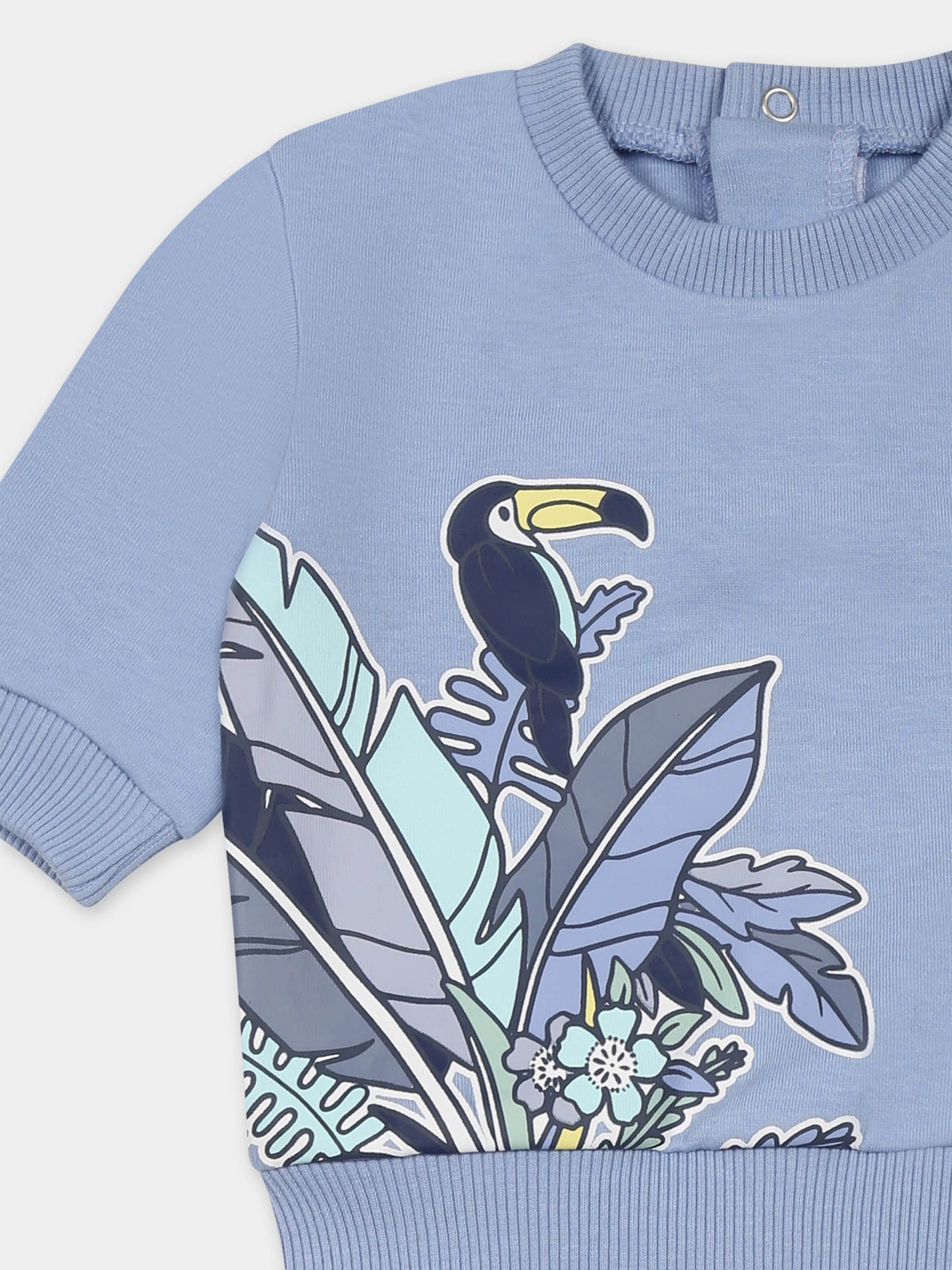 Completo nascita celeste per neonato con logo e stampa giungla,Kenzo Kids,K60859 77A