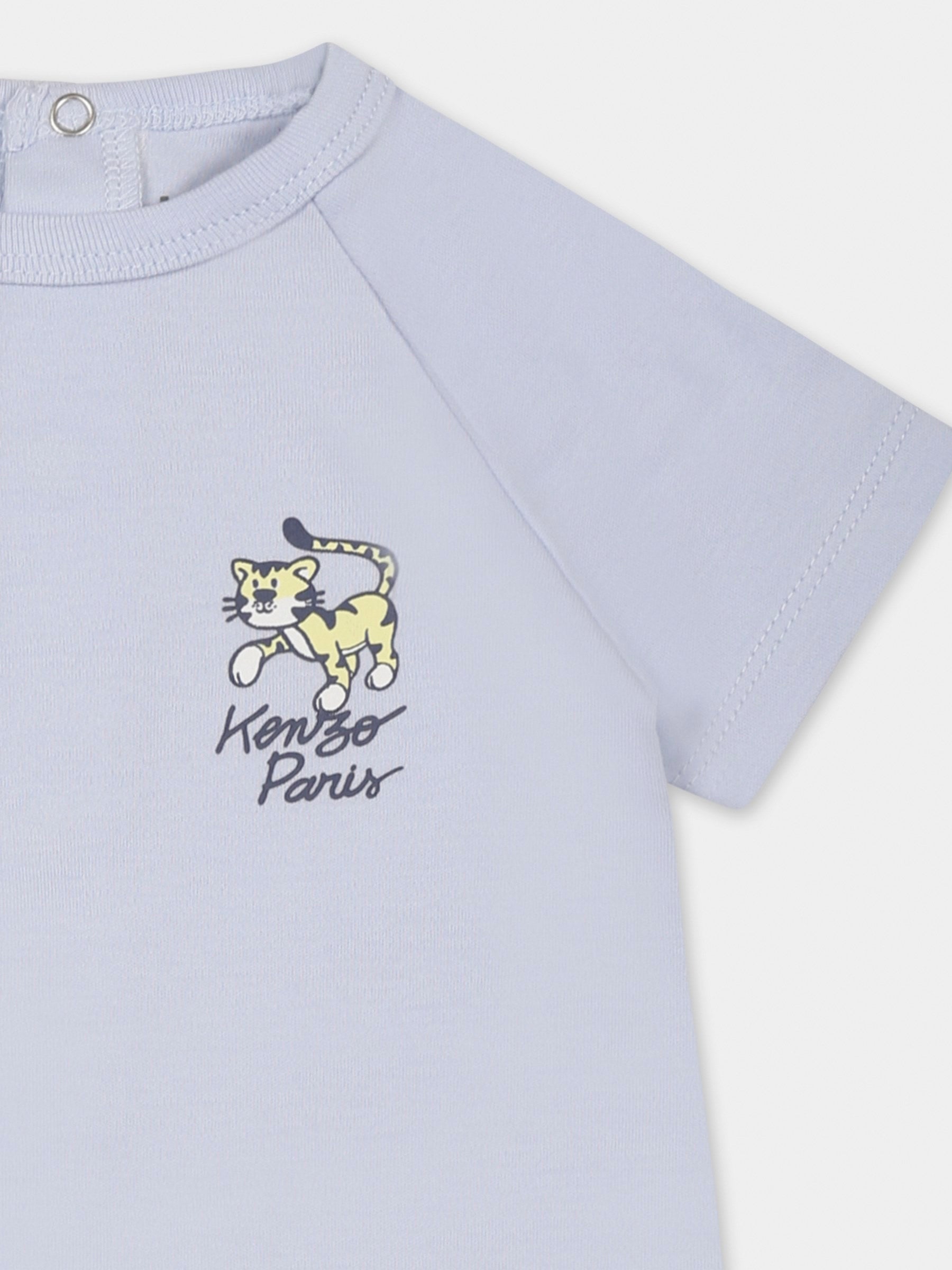 Pagliaccetto celeste per neonato con tigre,Kenzo Kids,K60854 771