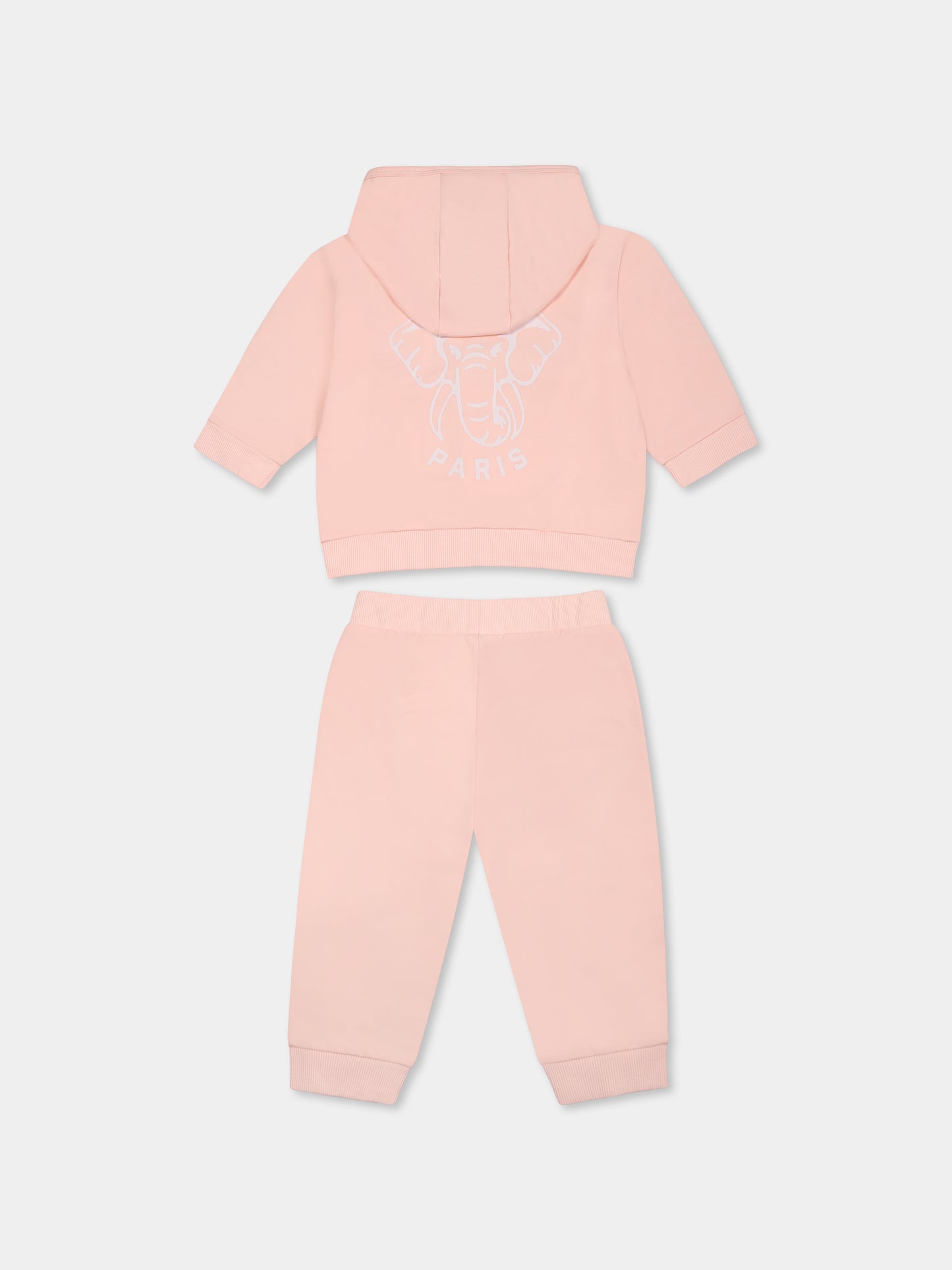 Completo rosa per neonata con elefante e logo,Kenzo Kids,K60868 46T
