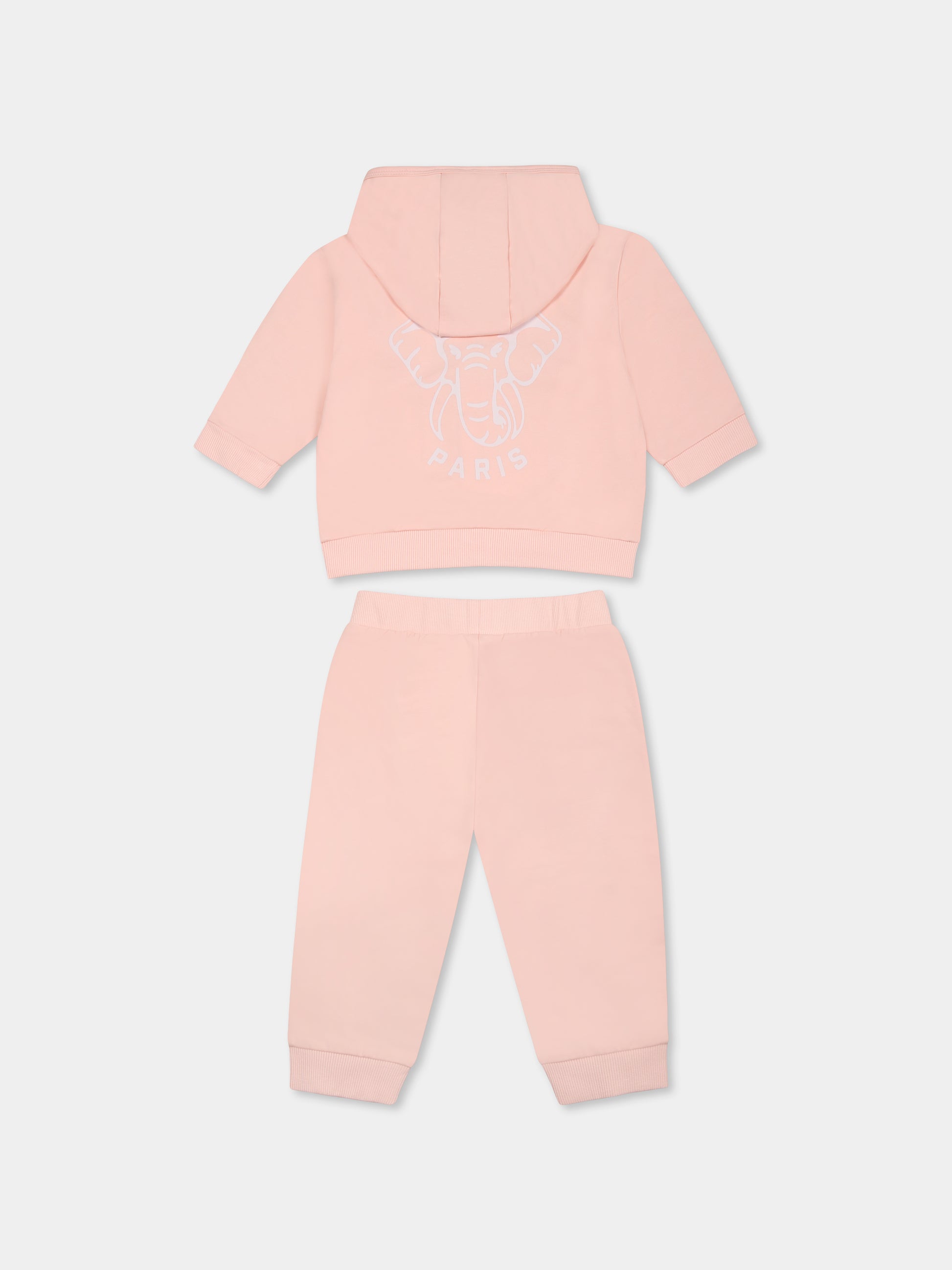 Completo rosa per neonata con elefante e logo,Kenzo Kids,K60868 46T