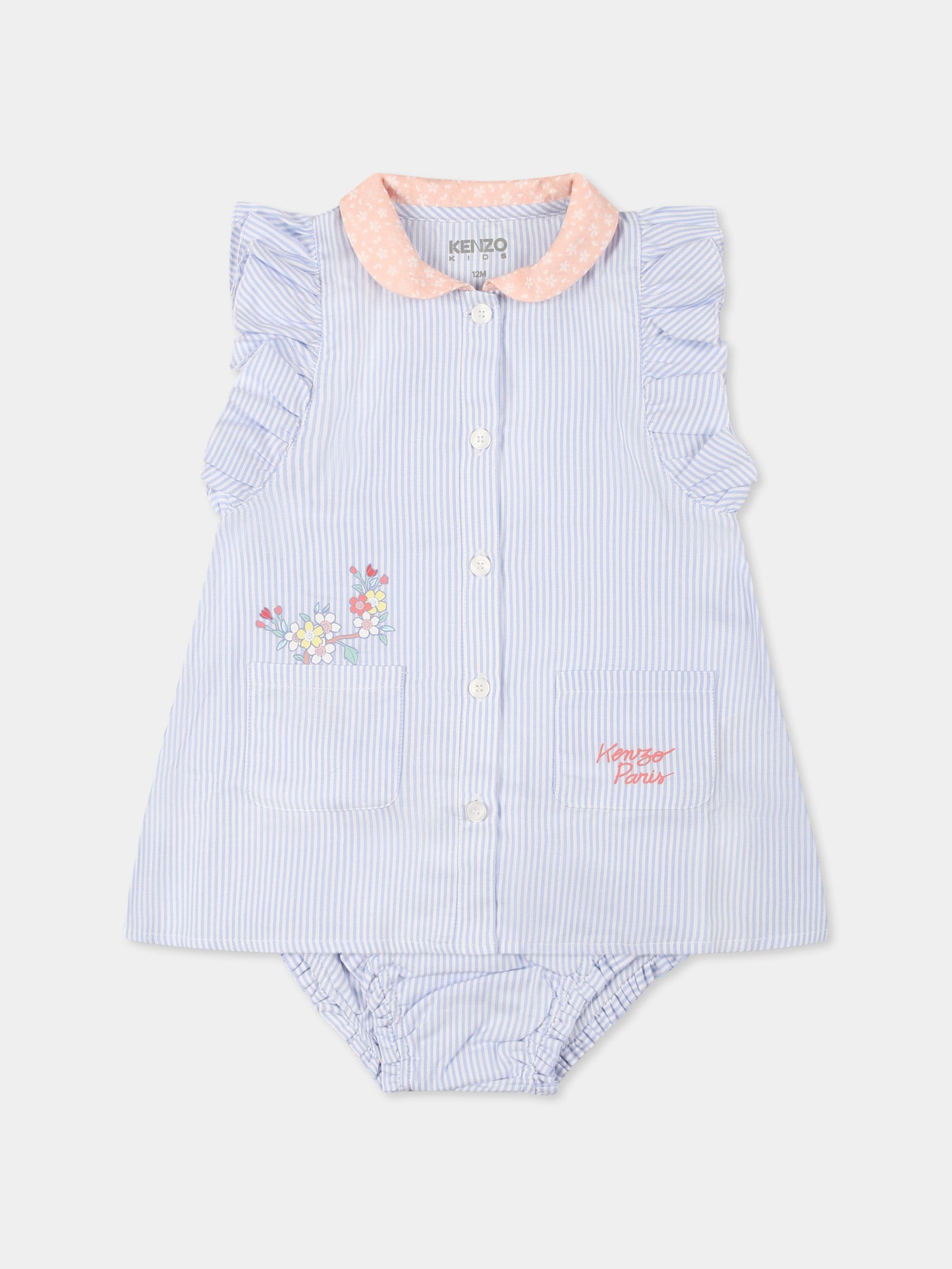 Vestito celeste per neonata con logo,Kenzo Kids,K60853 117