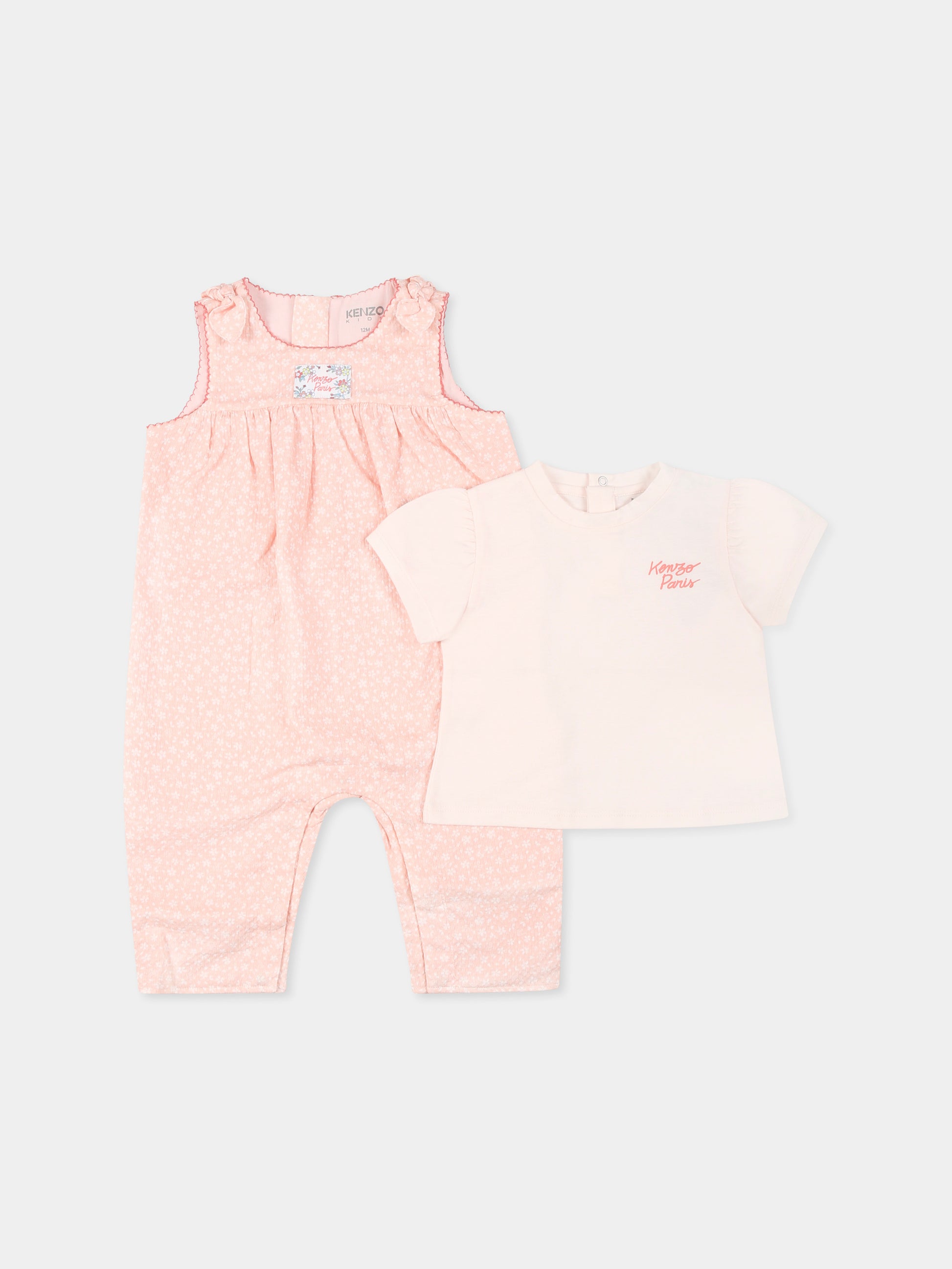 Pagliaccetto rosa per neonata con stampa floreale,Kenzo Kids,K60842 47R