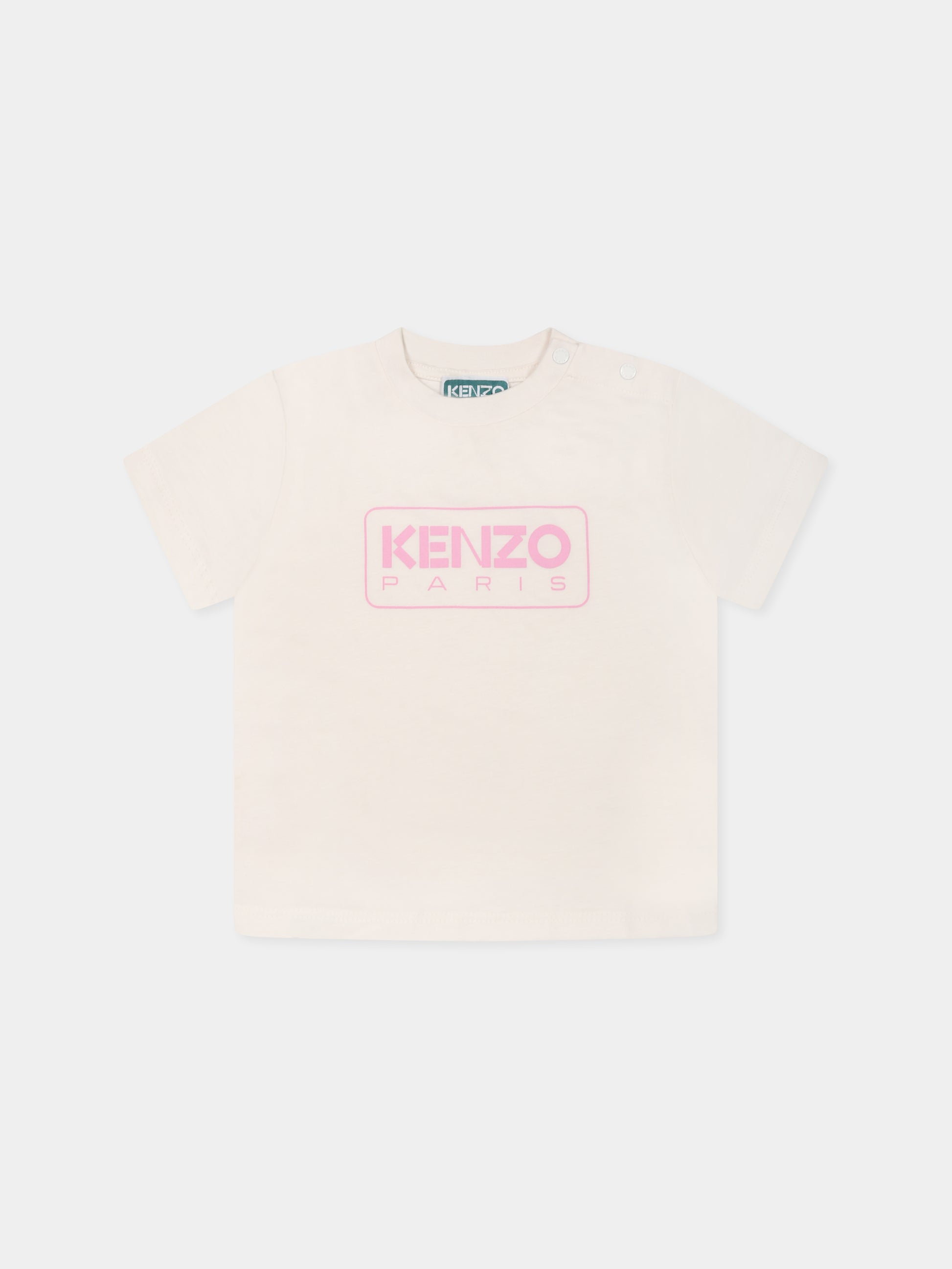 T-shirt avorio per neonata con logo,Kenzo Kids,K60972 N74