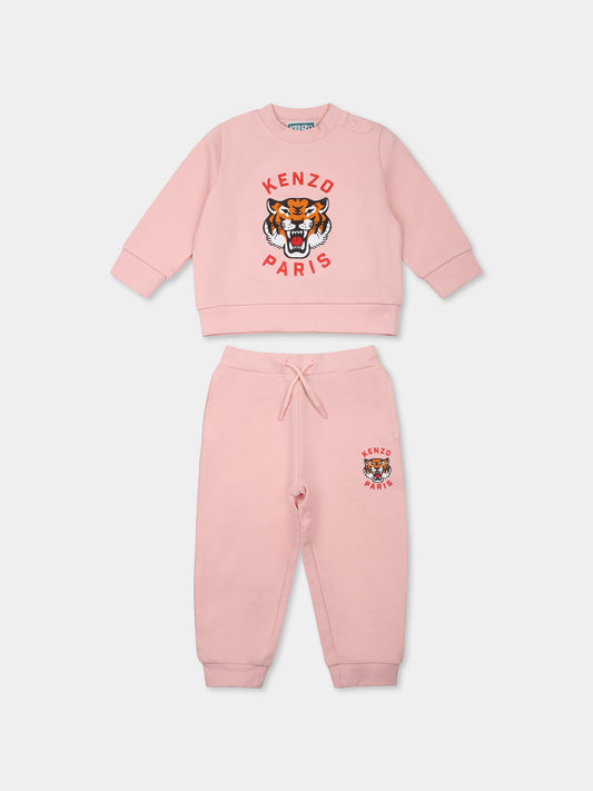 Completo rosa per neonata con Lucky Tiger,Kenzo Kids,K60935 45Z