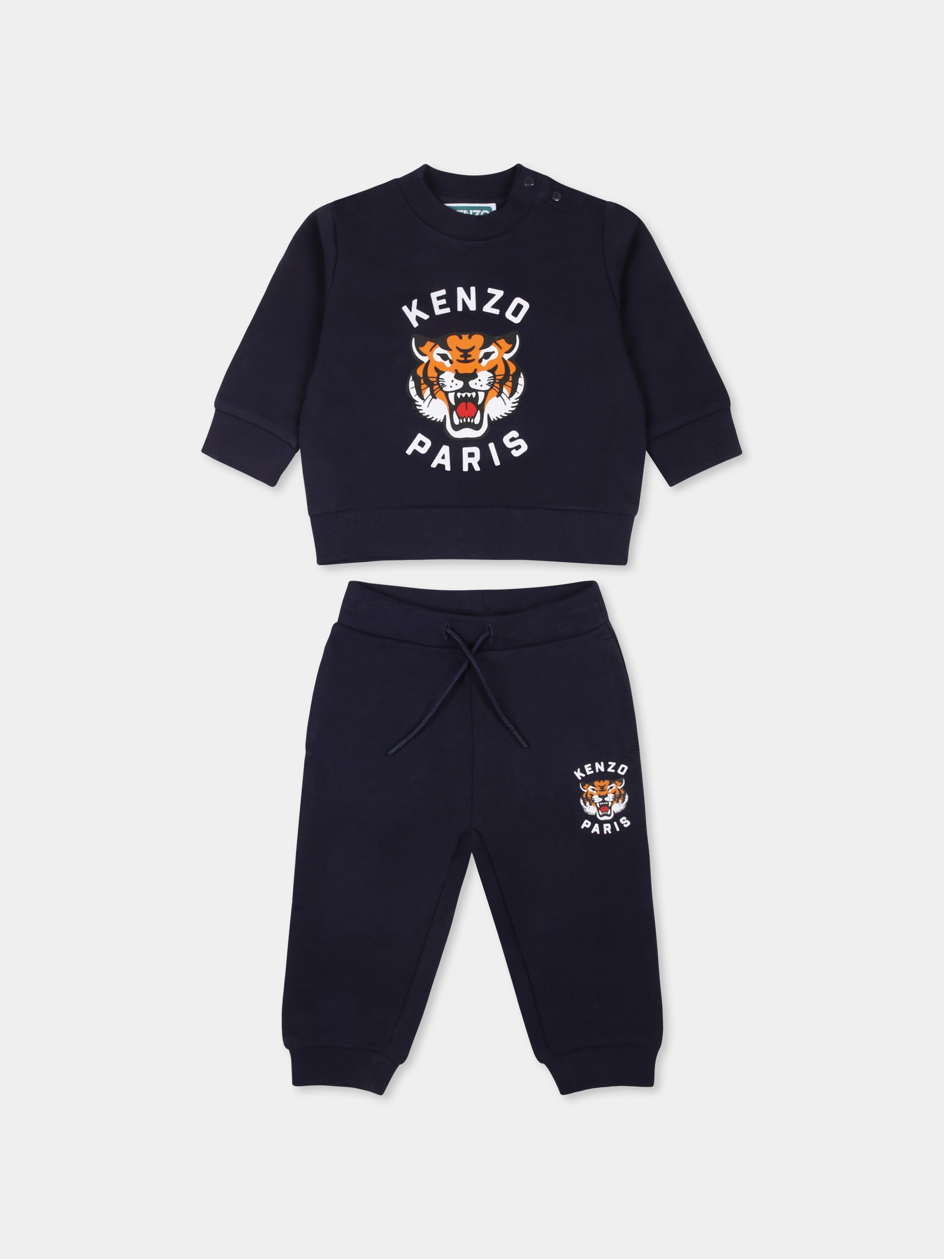 Completo blu per neonato con Lucky Tiger,Kenzo Kids,K60935 848