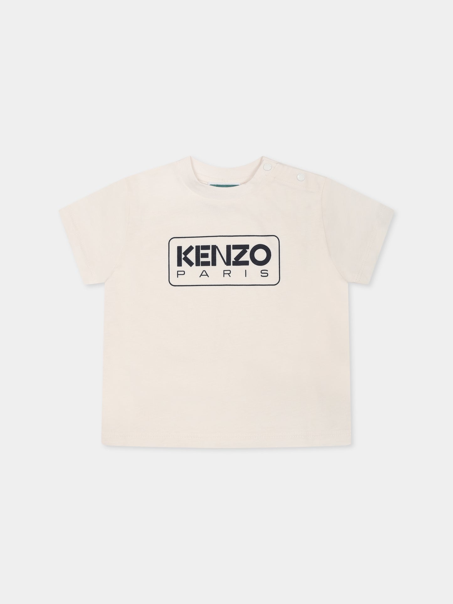 T-shirt avorio per neonato con logo,Kenzo Kids,K60972 N78