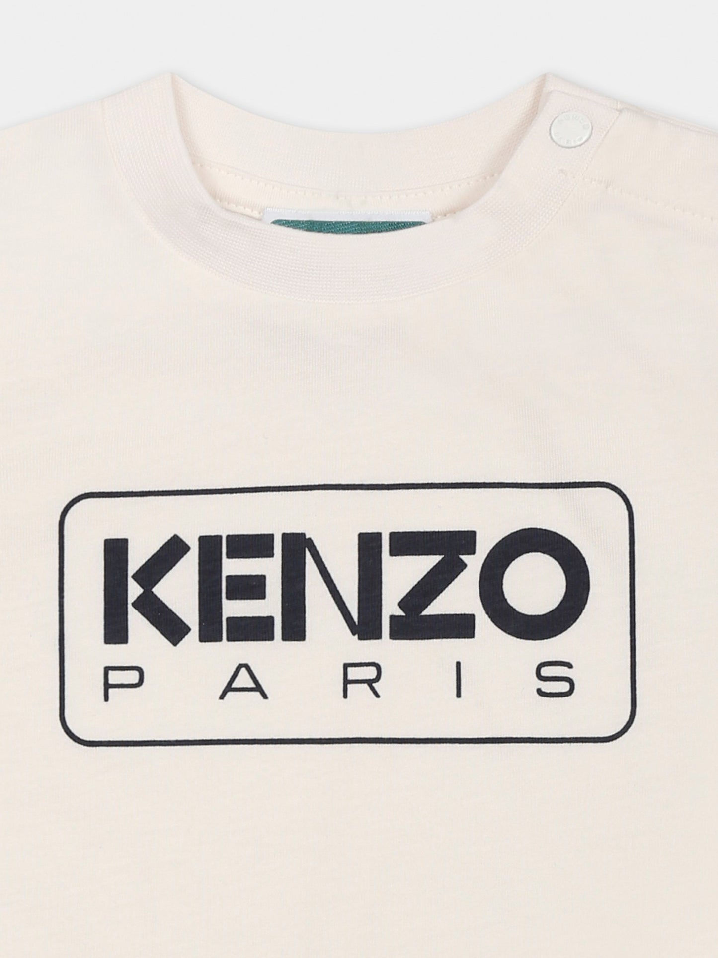 T-shirt avorio per neonato con logo,Kenzo Kids,K60972 N78
