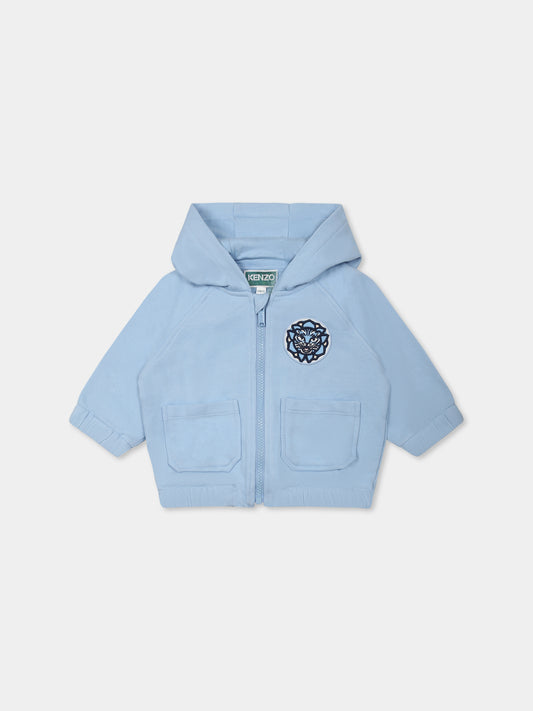 Light blue sweatshirt for baby boy with tiger
