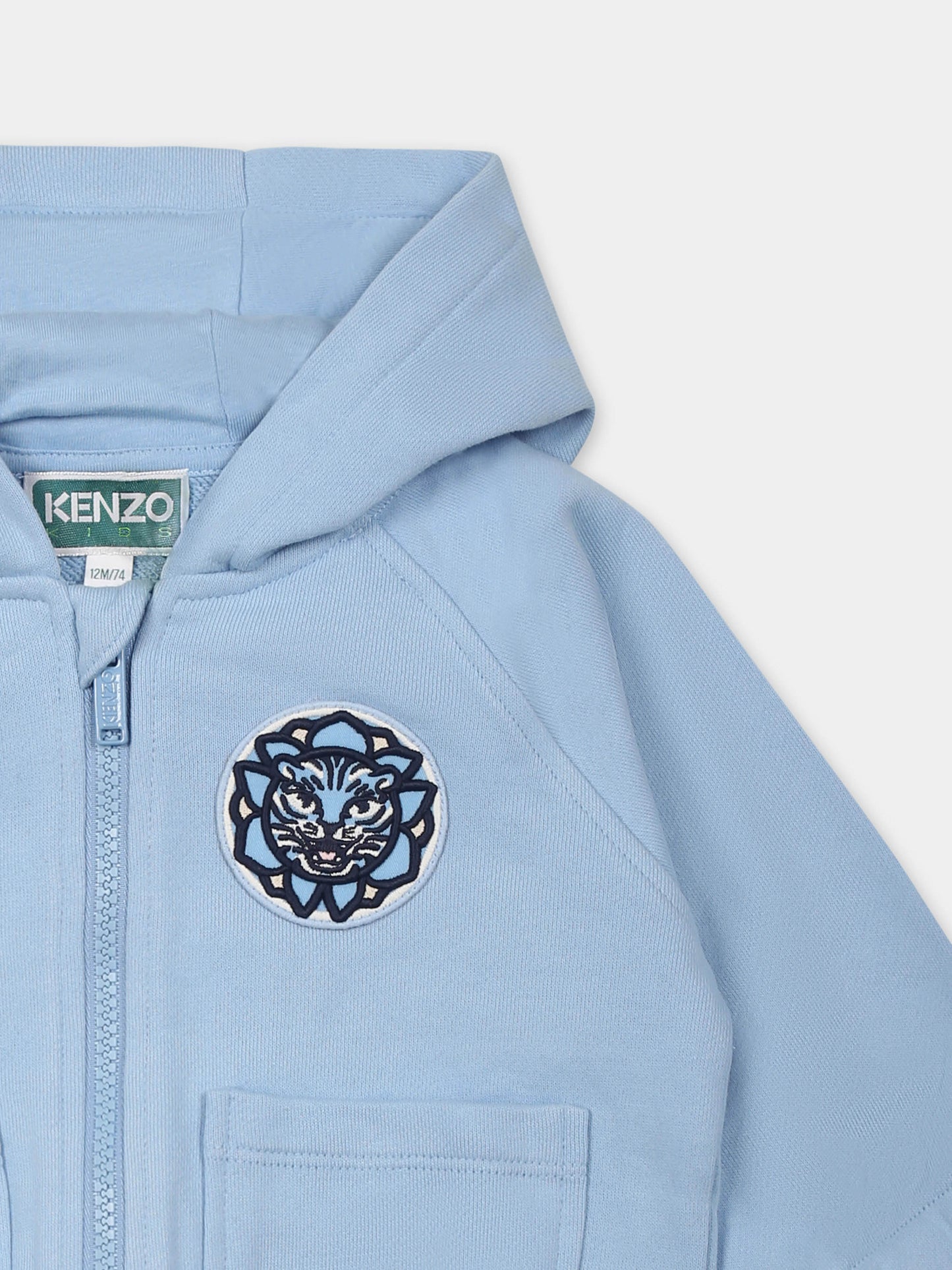 Felpa celeste per neonato con tigre,Kenzo Kids,K60974 789