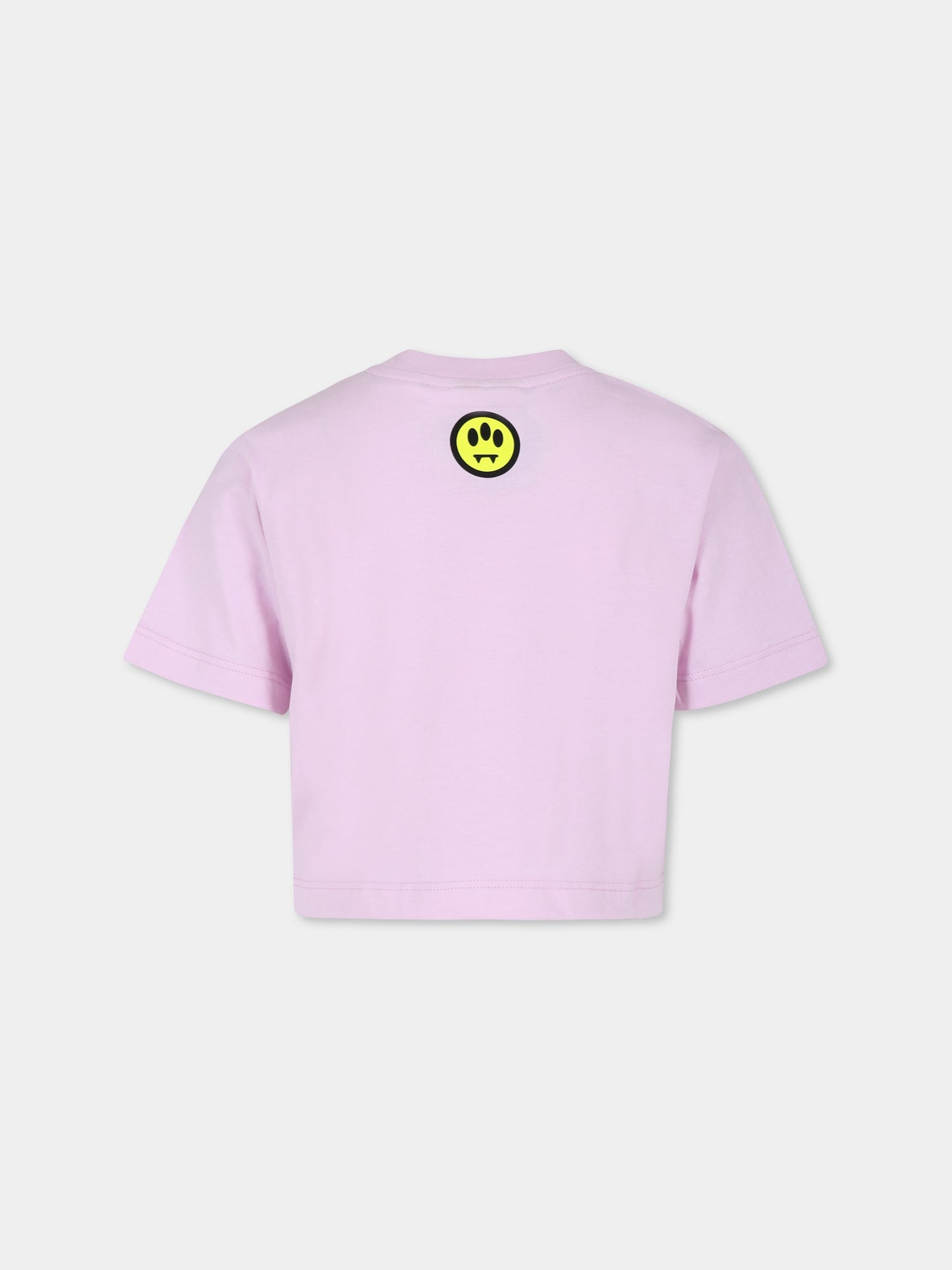 T-shirt crop rosa per bambina con logo,Barrow,S4BKJGTH085 BW014