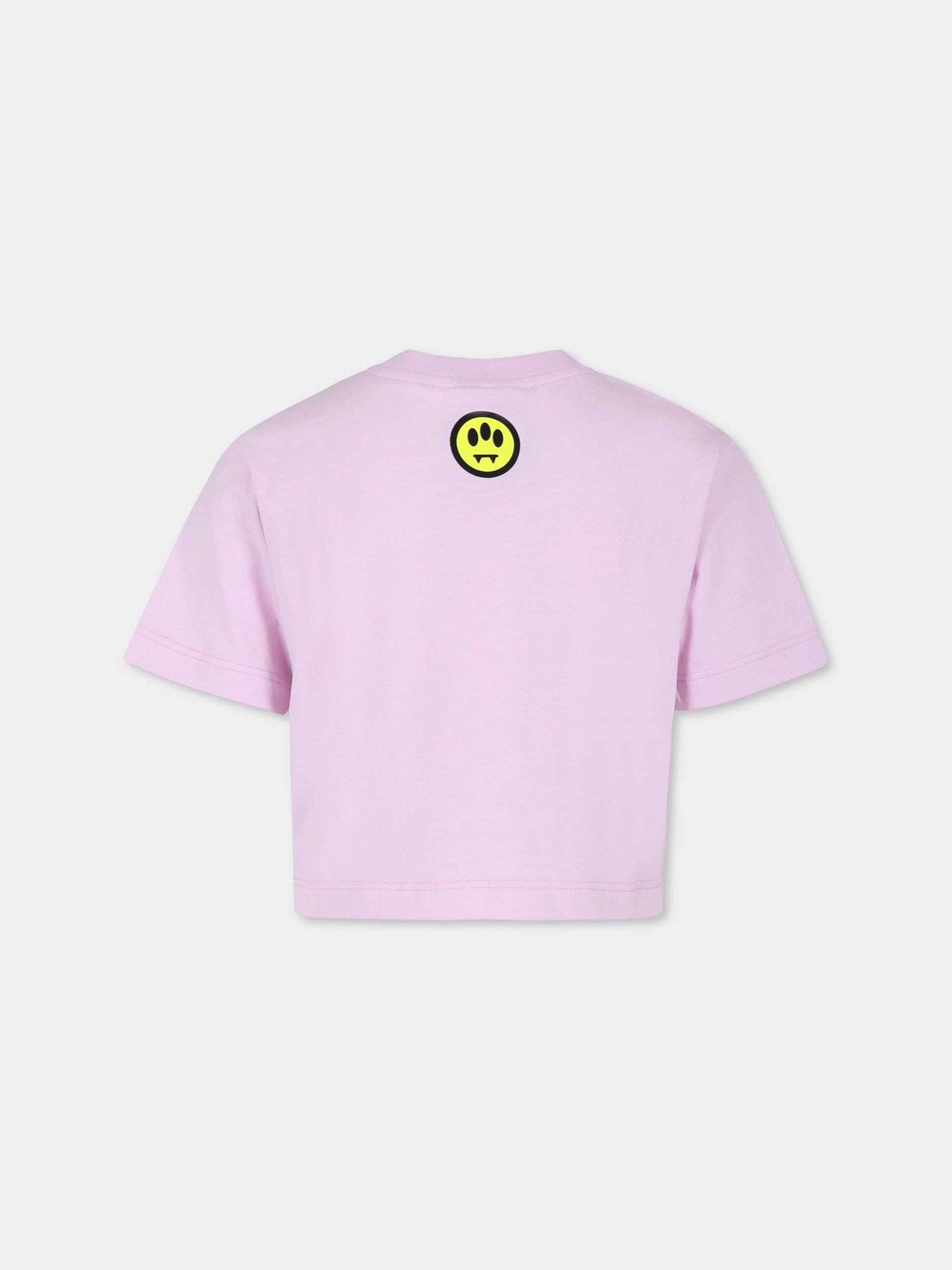 T-shirt crop rosa per bambina con logo,Barrow,S4BKJGTH085 BW014