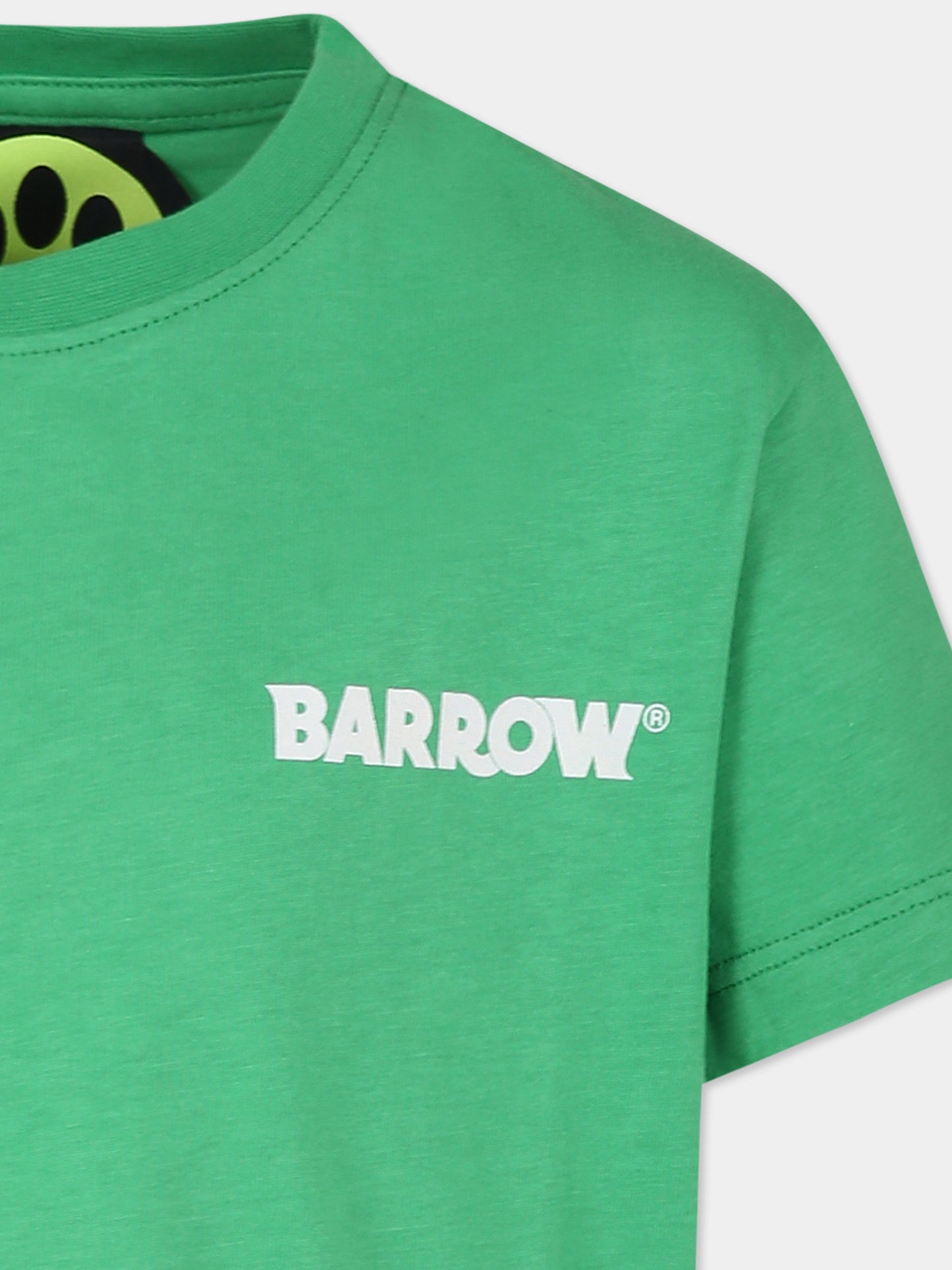 T-shirt verde per bambini con smile e logo,Barrow,S4BKJUTH096 BW012