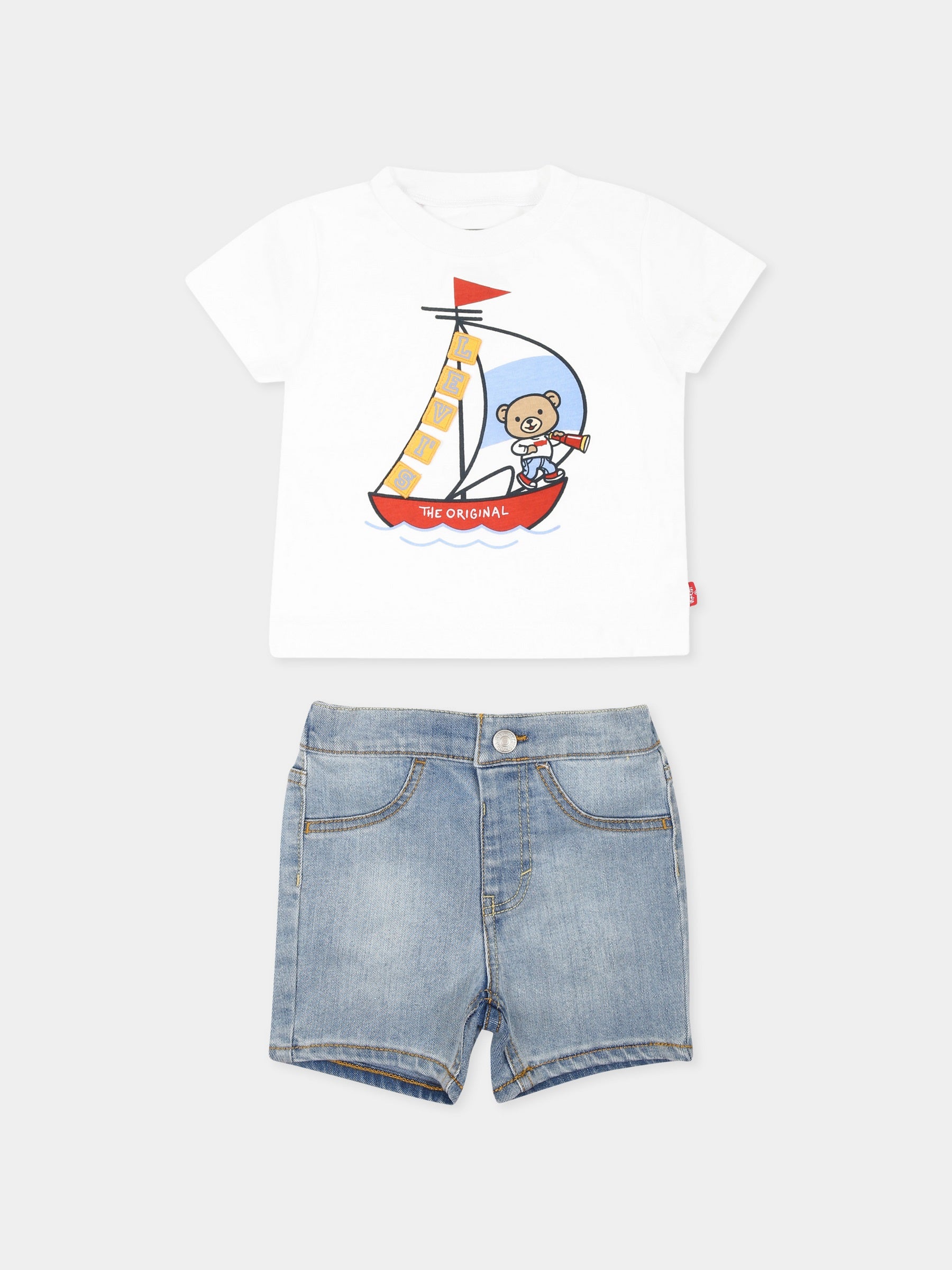 Completo multicolor per neonato con orsetto e logo,Levi's Kids,M326 W1T