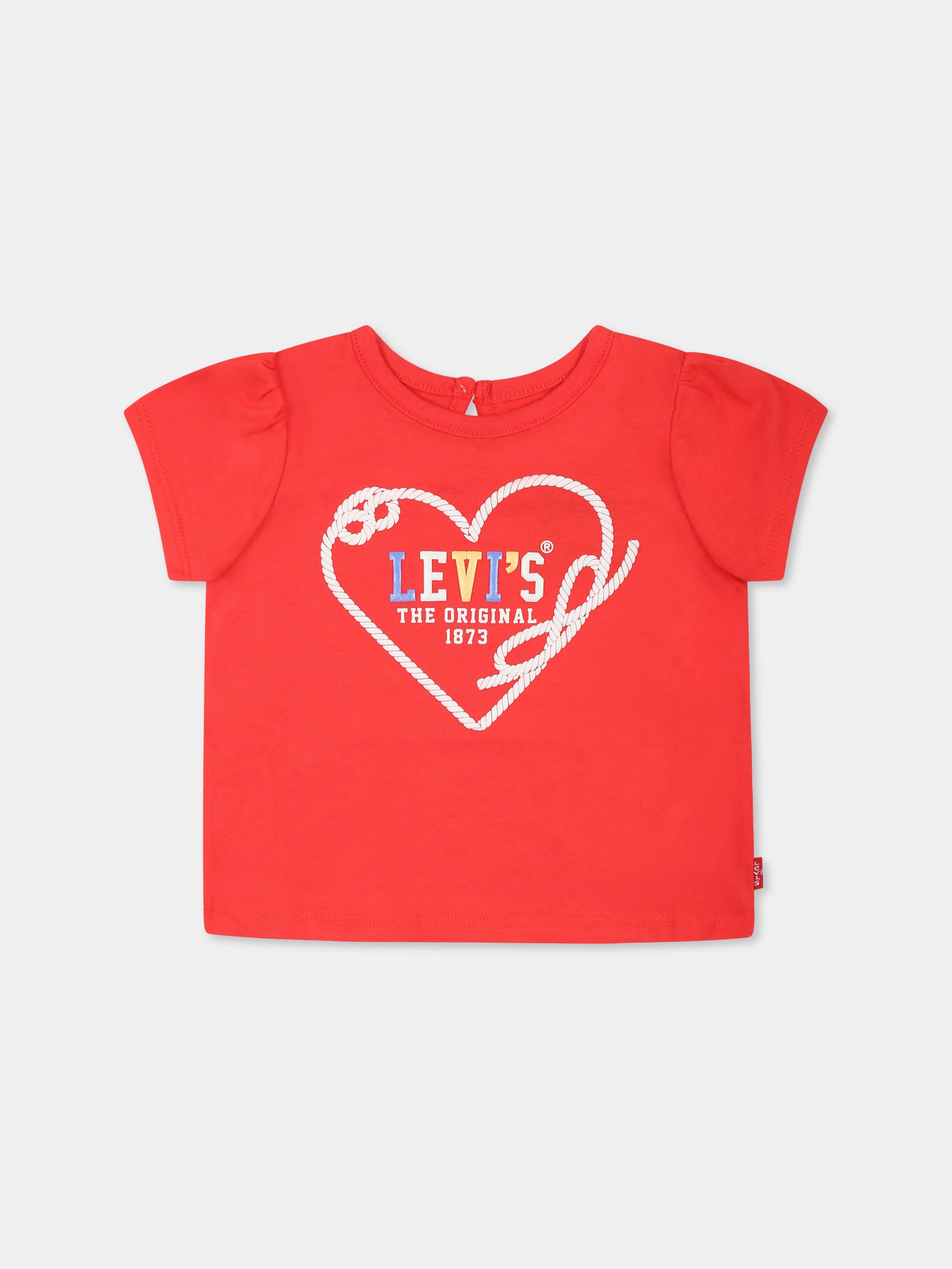 T-shirt rossa per neonata con logo e cuore,Levi's Kids,M402 R1Q