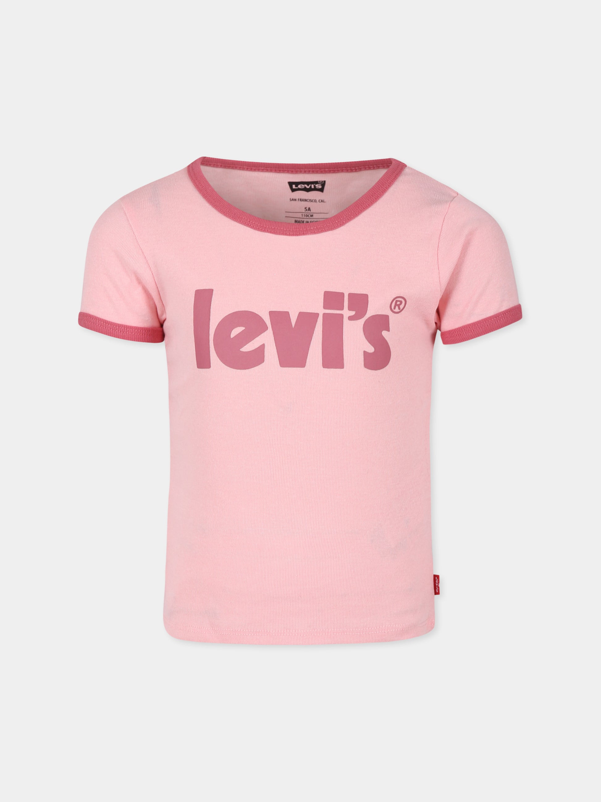 T-shirt rosa per bambina con logo fucsia,Levi's Kids,LK4EH132 AED